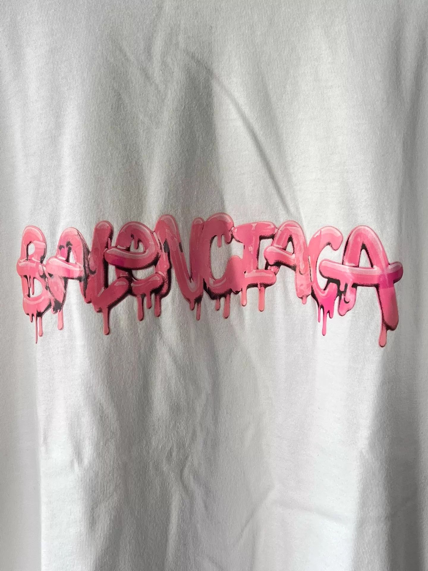 Balenciaga Balenciaga Jelly Graffiti Pink Logo White Tee XS Size XS / US 0-2 / IT 36-38 - 5 Thumbnail
