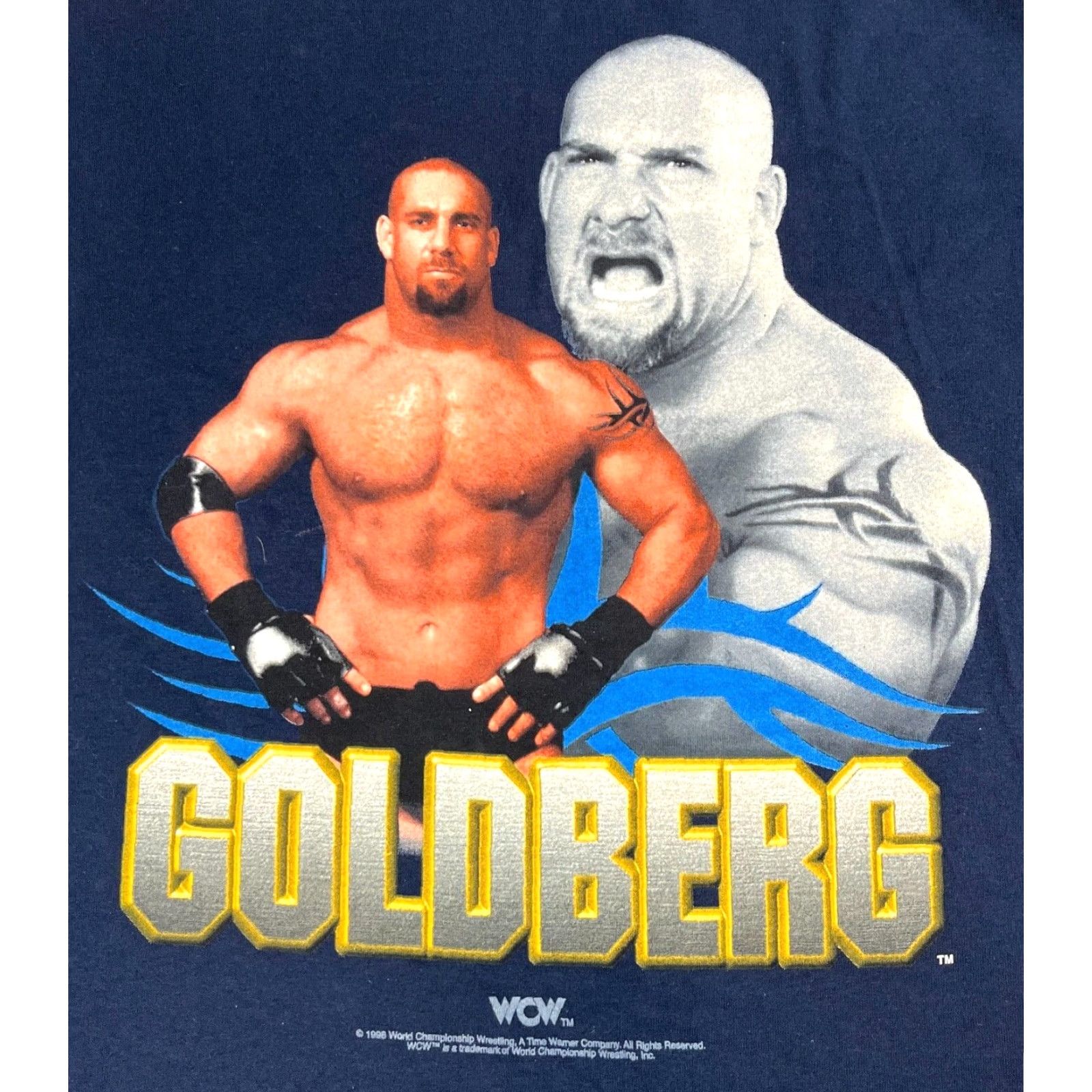 Tultex VINTAGE Tultex WCW Goldberg 1998 World Championship Wrestling T-shirt Navy L Mens Shirt XS? (Note: This line is incorrect) Size US L / EU 52-54 / 3 - 3 Thumbnail
