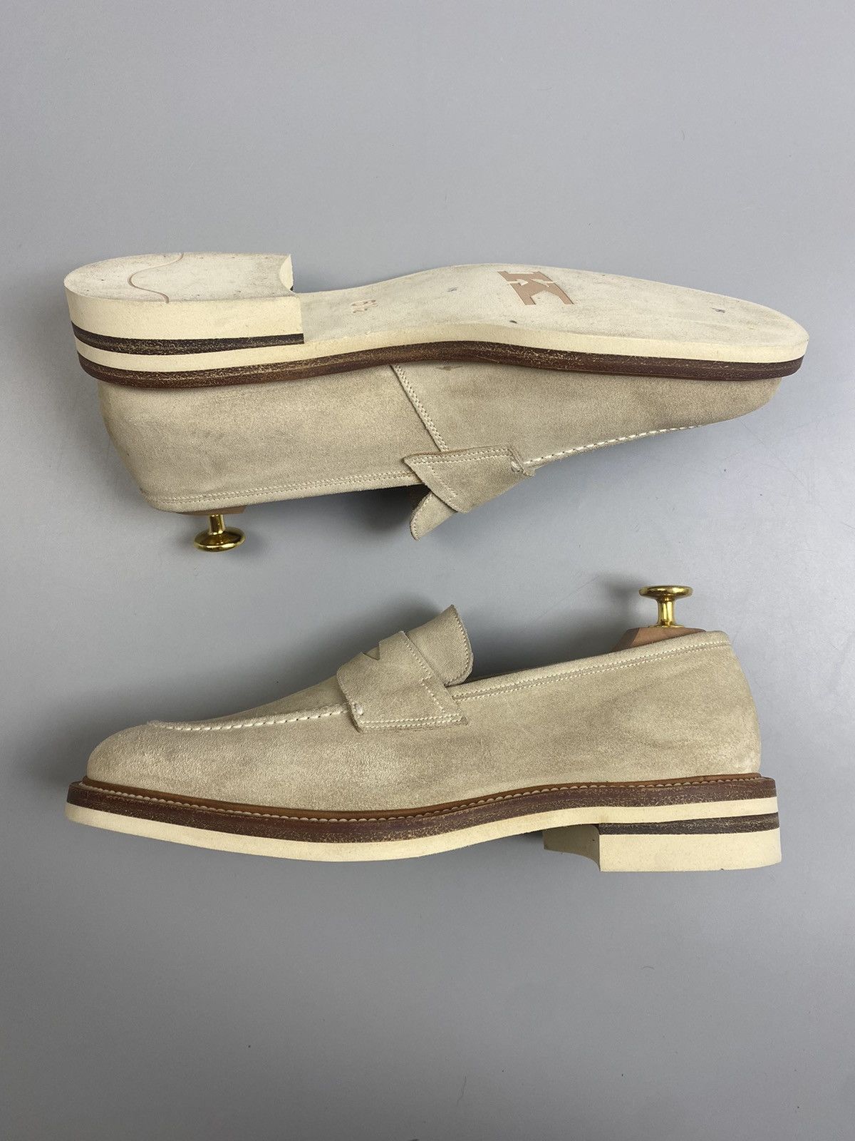 Kiton Kiton Beige Leather Suede Loafers Size US 6.5 / EU 39-40 - 8 Thumbnail