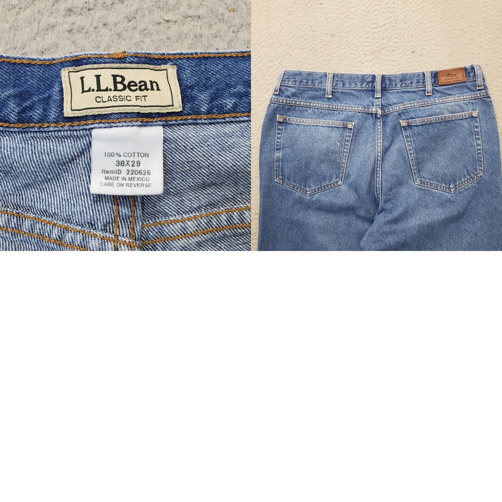 Vintage L.L. Bean Jeans Mens 38x29 Blue Denim Classic Fit Straight Leg Mens Size 38 Blue Denim 5-Pocket Design Vintage: No Size US 38 / EU 54 - 8 Thumbnail