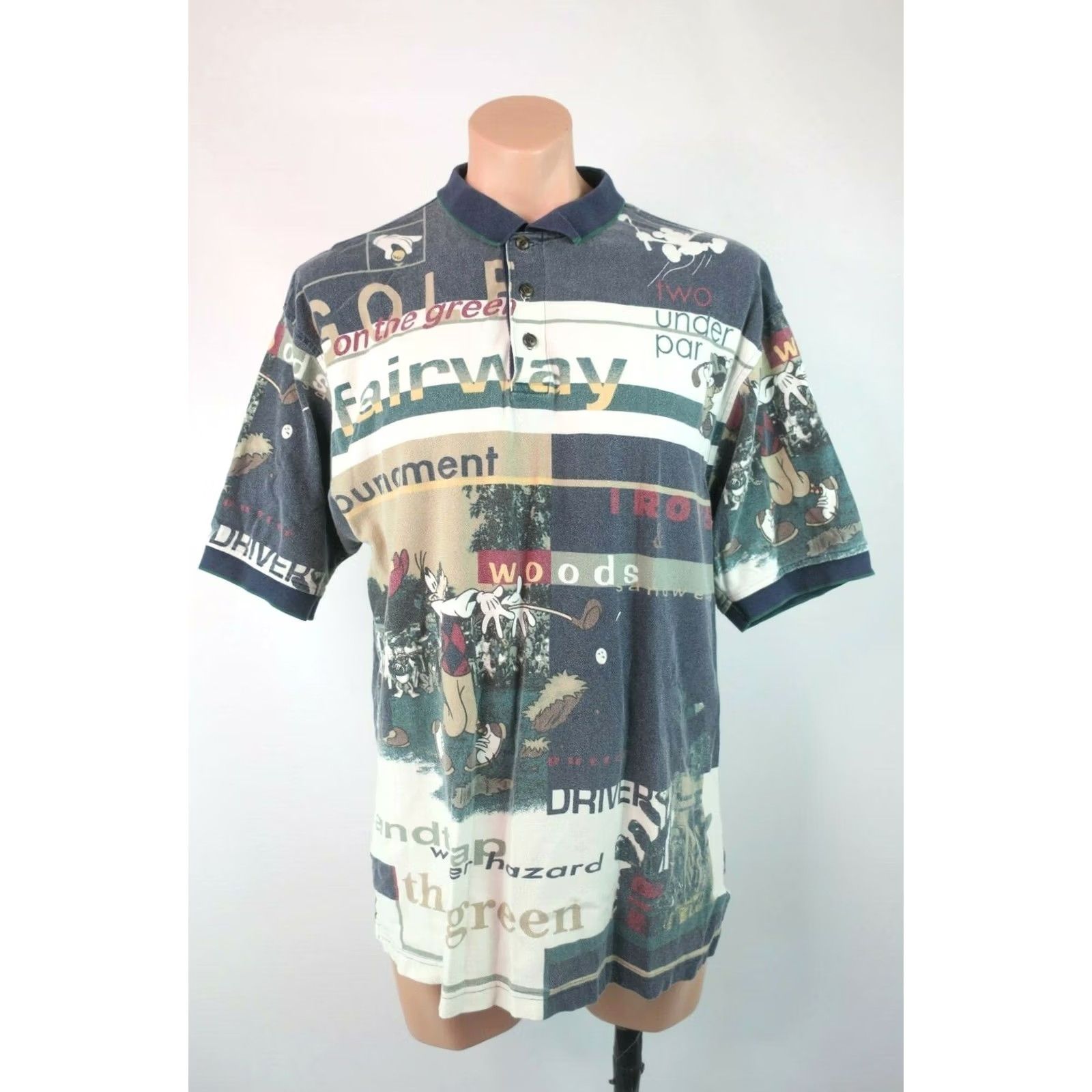 Disney VINTAGE Disney Mickey Mouse Donald Goofy All Over Print Polo Shirt XL Mens Golf Shirt Size US XL / EU 56 / 4 - 3 Thumbnail