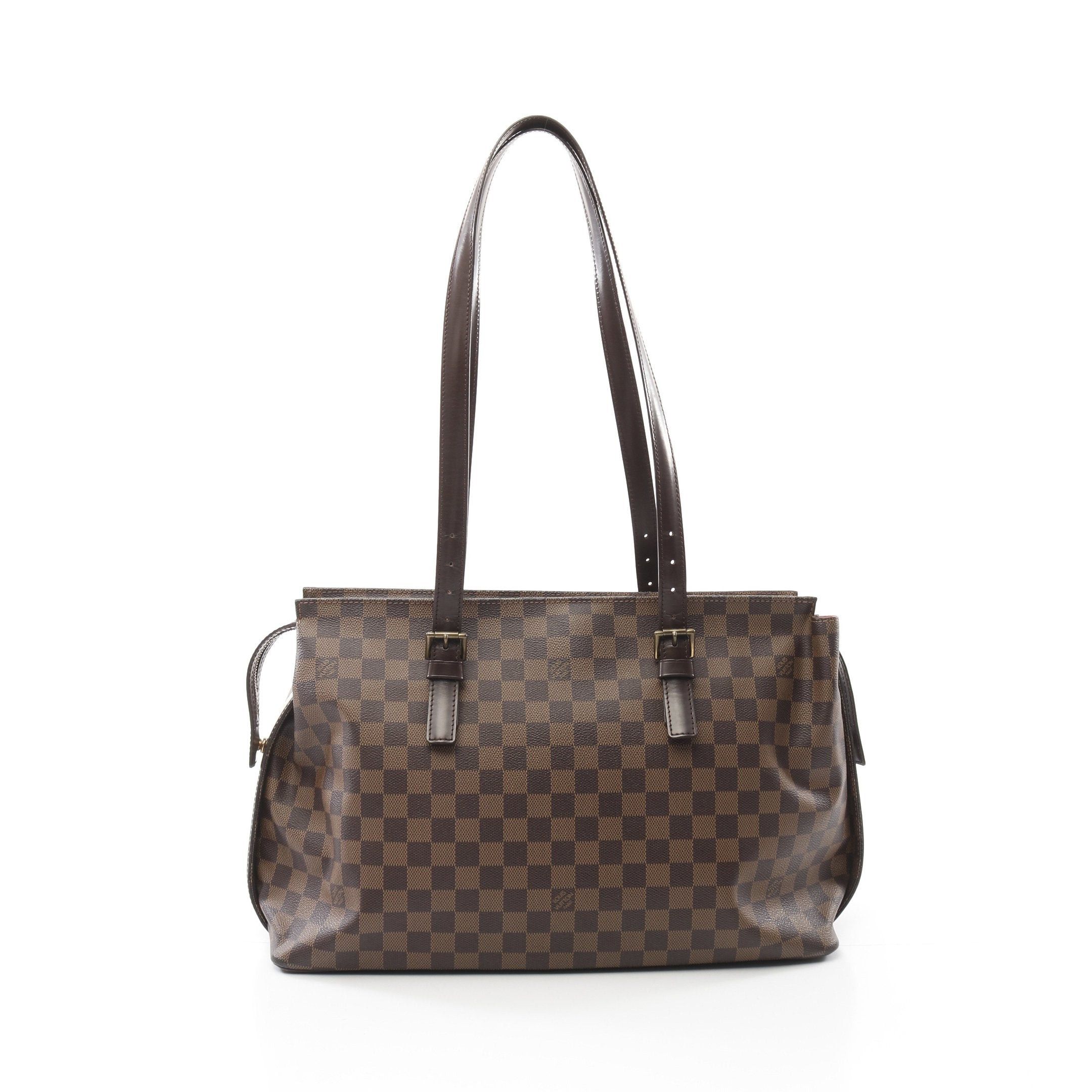 Louis Vuitton Chelsea Damier Ebene Shoulder Bag Tote Leather Brown