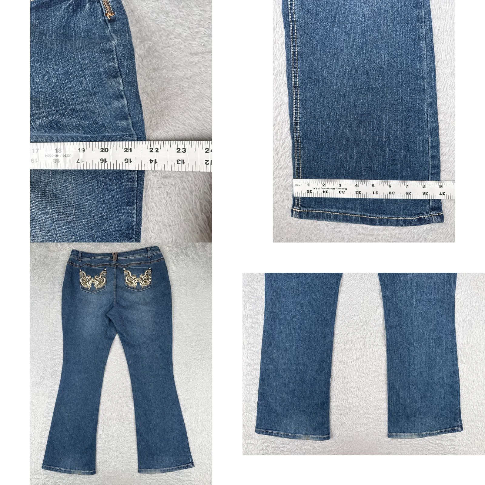 Denime Roz & Ali Jeans Women 16 Blue Denim Bootcut Mid Rise 35x30 Size 38" / US 16 / IT 52 - 9 Thumbnail