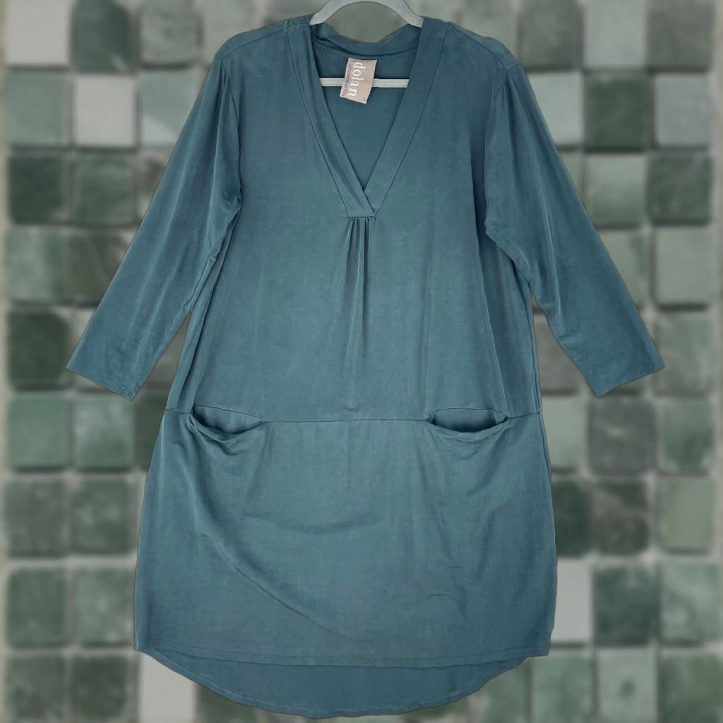 Anthropologie Anthropologie Dolan Left Coast Dress Women L Green 3/4 Sleeve V-Neck Stretch Casual Party/Cocktail Travel A-Line Knee Length Vintage: No Size L / US 10 / IT 46 - 1 Thumbnail