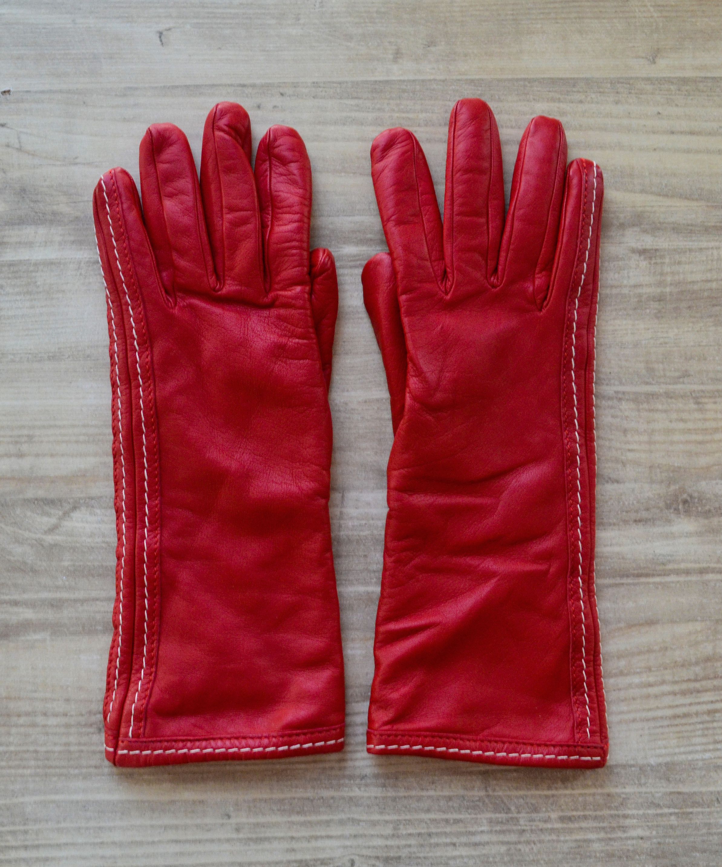 Jil Sander JIL SANDER Gloves Leather Red Vintage Wool by RAF SIMONS Size ONE SIZE - 3 Thumbnail