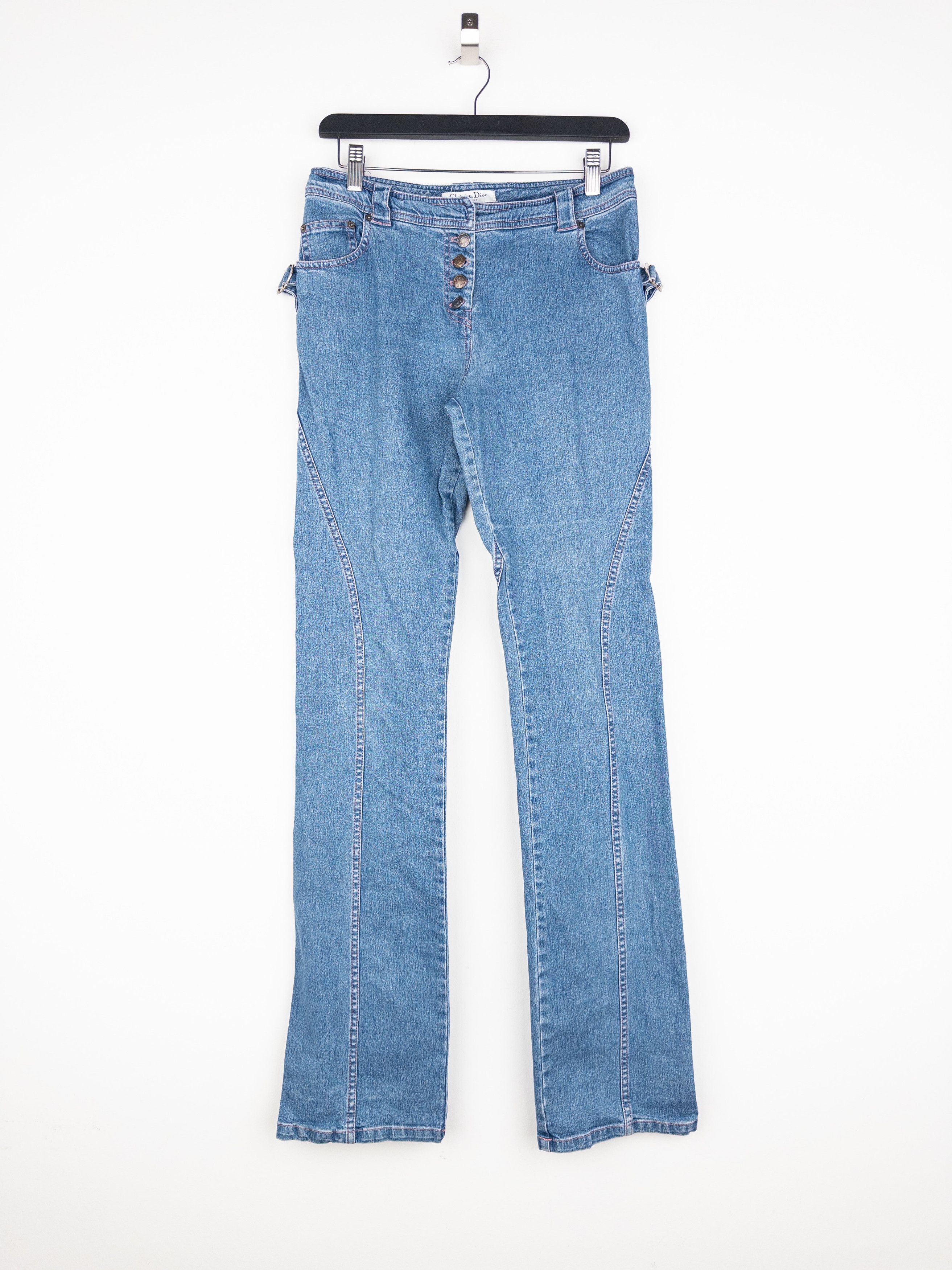 Dior by Galliano SS03 Flared Boot Cut Bondage Denim Jeans Size 28" / US 6 / IT 42 - 1 Thumbnail