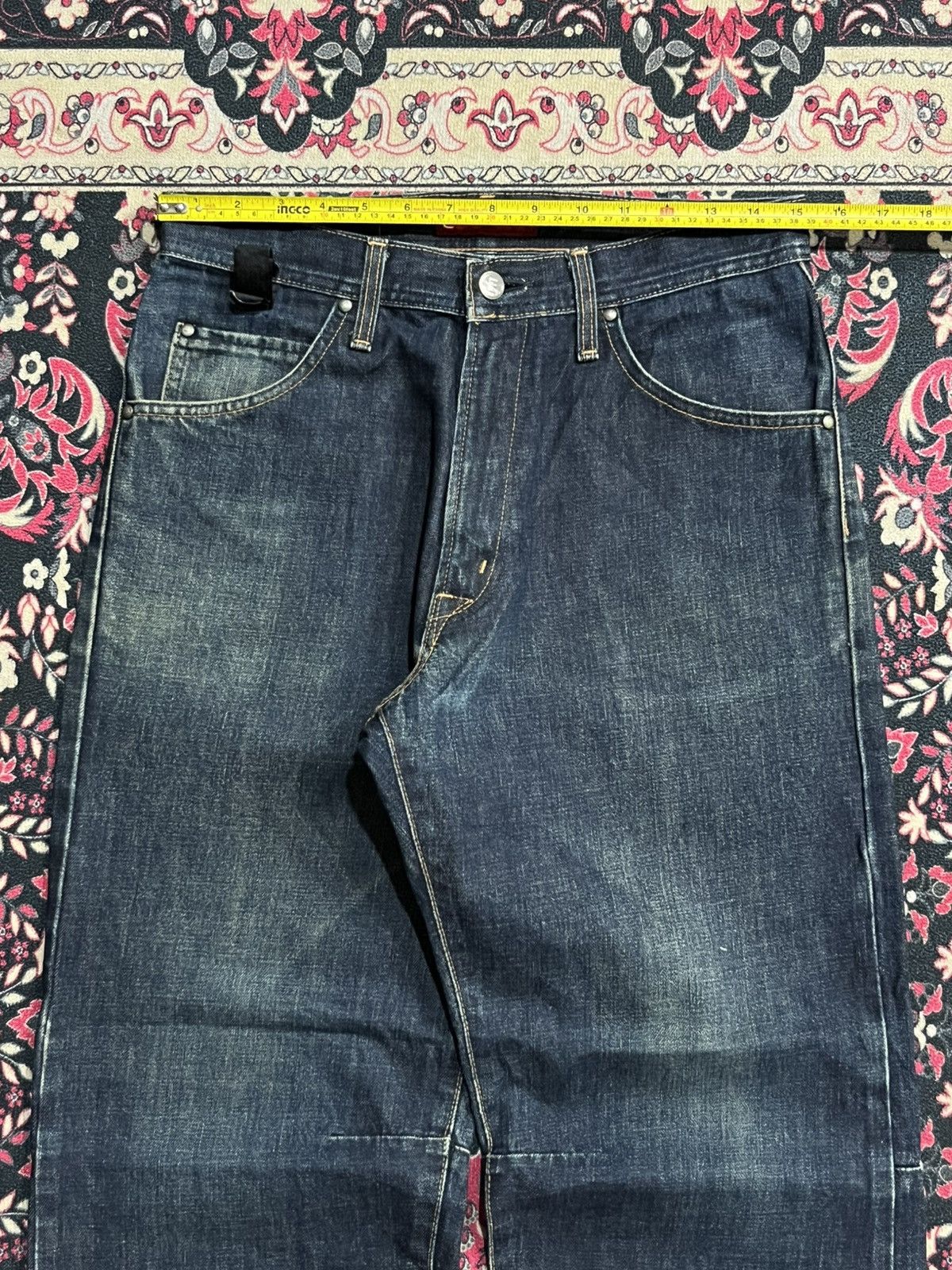 Edwin Vintage Edwin E Function Dark Blue Washed Distressed Jeans Size US 29 - 13 Thumbnail