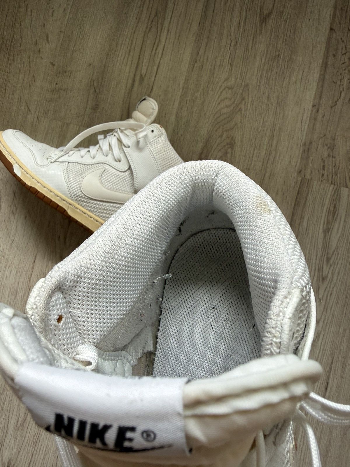 Nike RARE🔥 Nike Dunk Sky Hi Mesh White Leather Sz Sneaker Wedge Size US 8.5 / IT 38.5 - 14 Thumbnail