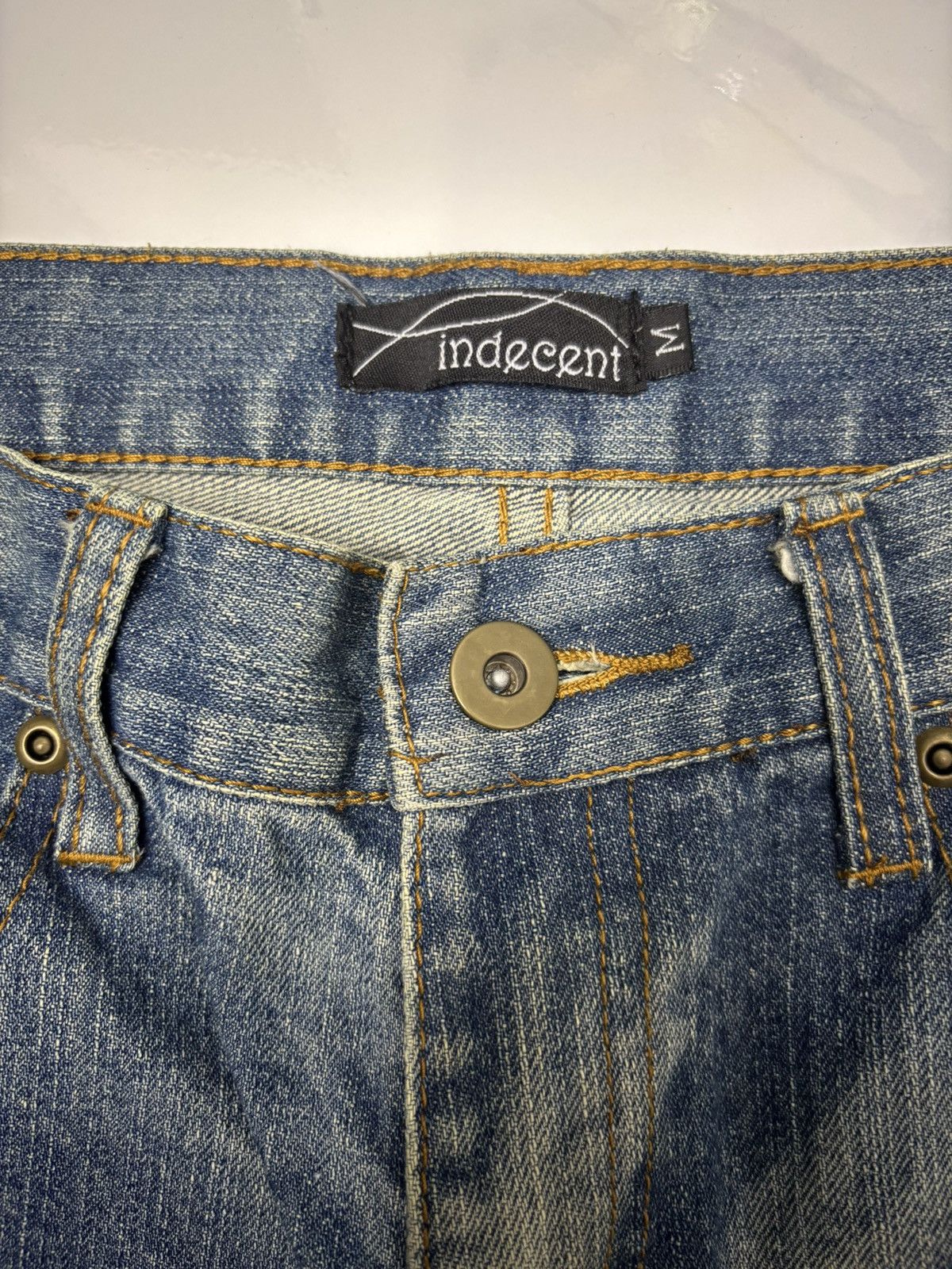 If Six Was Nine × Le Grande Bleu (L.G.B.) × Tornado Mart FLARE SLIM FIT INDECENT CLAWMARK DENIM JEANS Size US 31 - 11 Thumbnail
