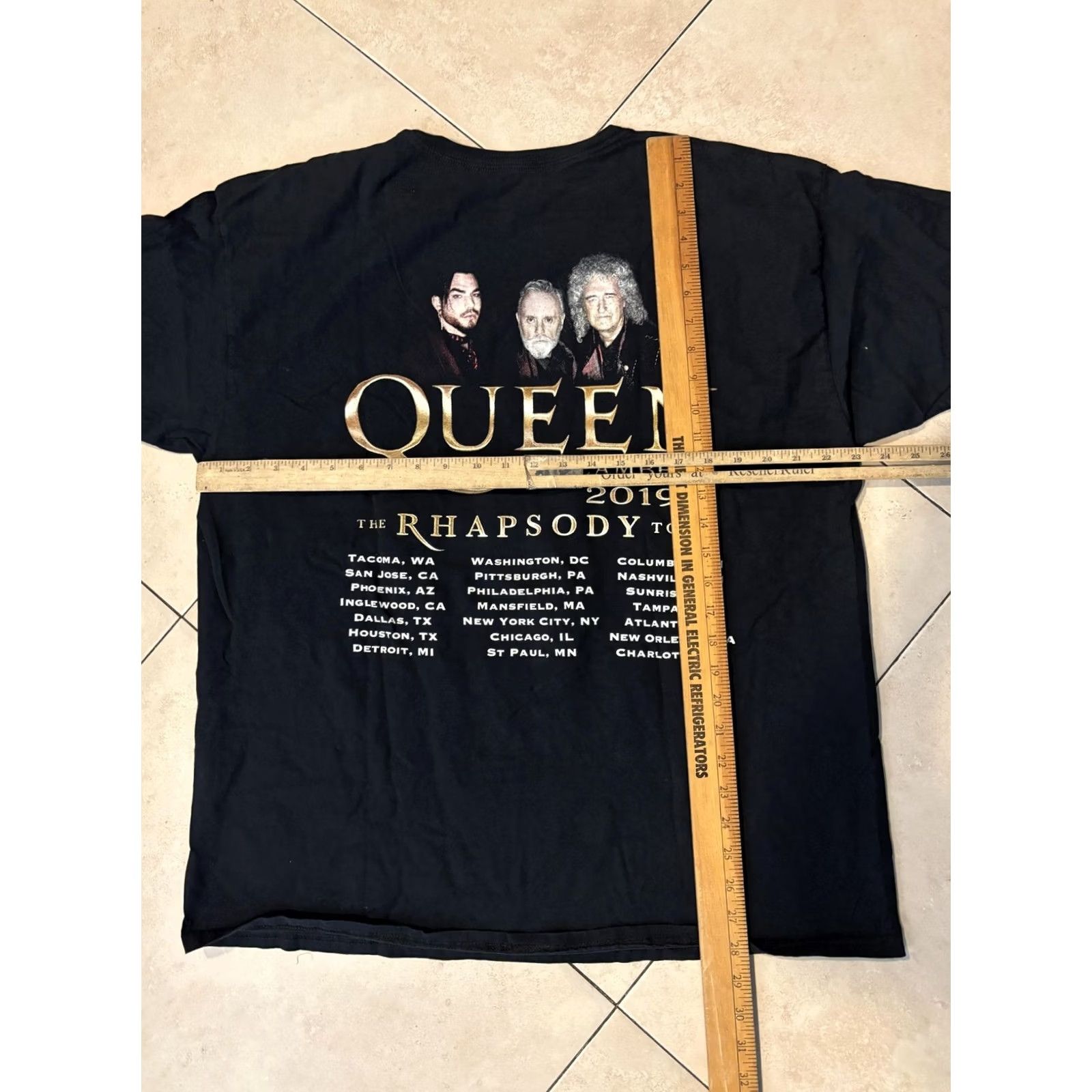 Fruit Of The Loom Queen + Adam Lambert Shirt Mens XL Black Rhapsody Tour Concert Graphic Tee 2019 Size US XL / EU 56 / 4 - 5 Thumbnail