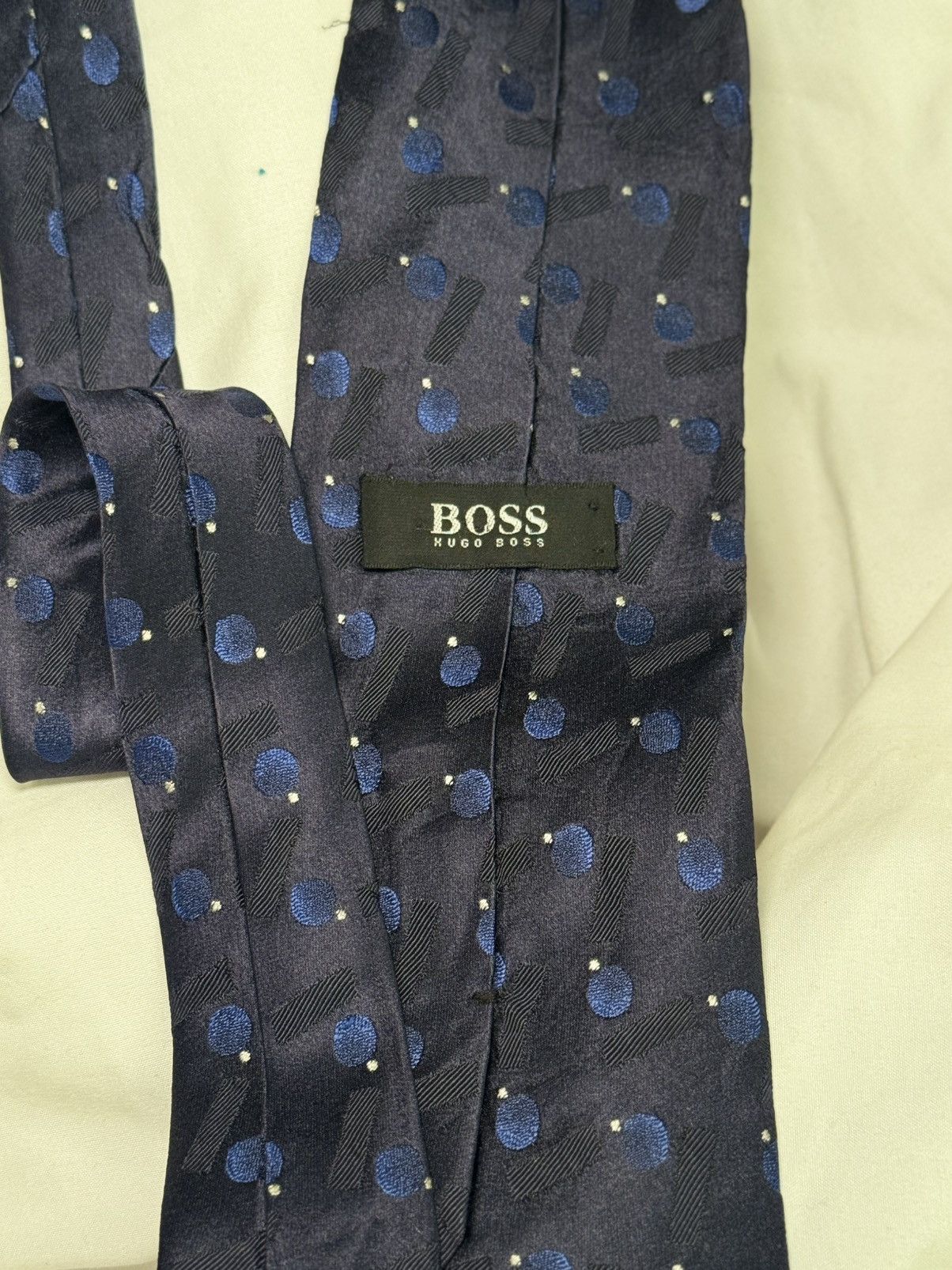 Hugo Boss BOSS Hugo Boss Navy Blue Polka Dot Patterned Tie Size ONE SIZE - 2 Thumbnail