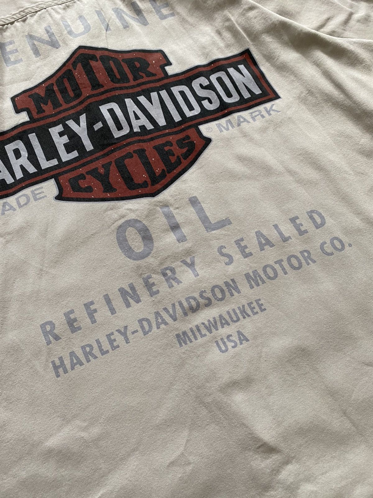 Harley Davidson × Vintage Harley Davidson Motorcycles Genuine Oil Shirt Button Up Usa Size US XL / EU 56 / 4 - 7 Thumbnail