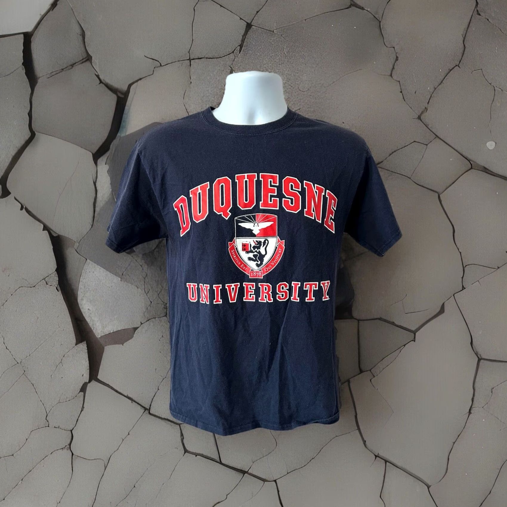Champion VINTAGE? No — Duquesne Champion Shirt Men M Navy Blue Short Sleeve Crew Neck Shirt Size US M / EU 48-50 / 2 - 5 Thumbnail