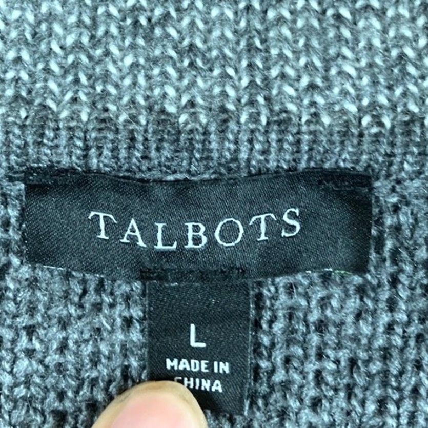 Talbots Talbots Womens Cardigan Gray Wool L Notched Lapel Patch Pockets V-Neck KnIT Knit Open Cardigan Casual Workwear Size L / US 10 / IT 46 - 6 Thumbnail