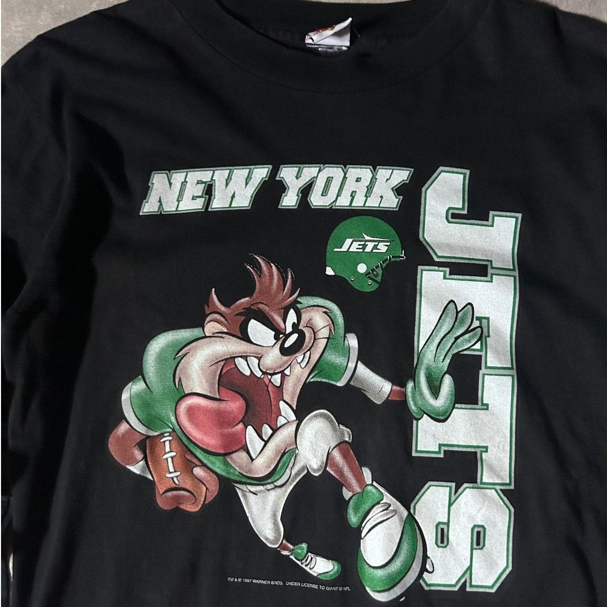 Warner Bros 90's Vintage New York Jets Looney Tunes Black Long Sleeve M Size US M / EU 48-50 / 2 - 2 Thumbnail