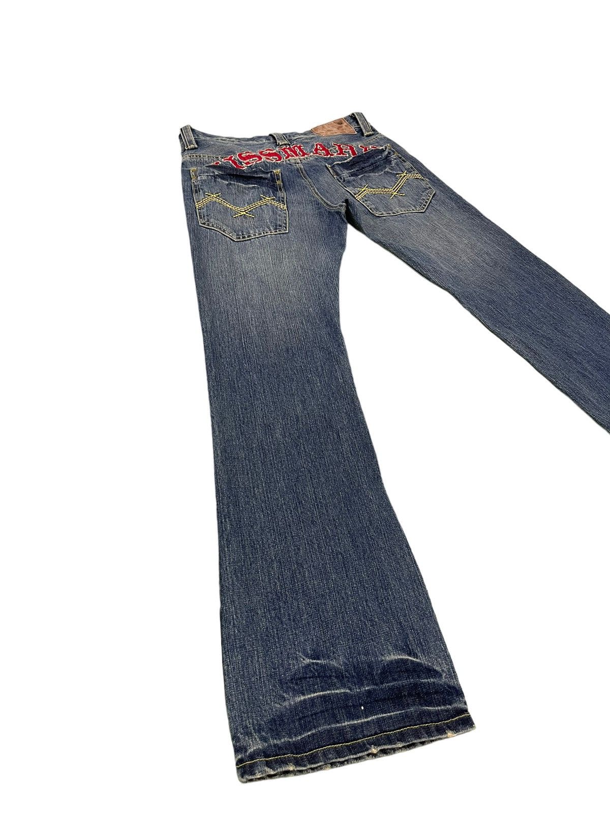 Japanese Brand Flare Jeans Kissmark Faded Distress Boot Cut 8🟦2 Size US 31 - 1 Thumbnail