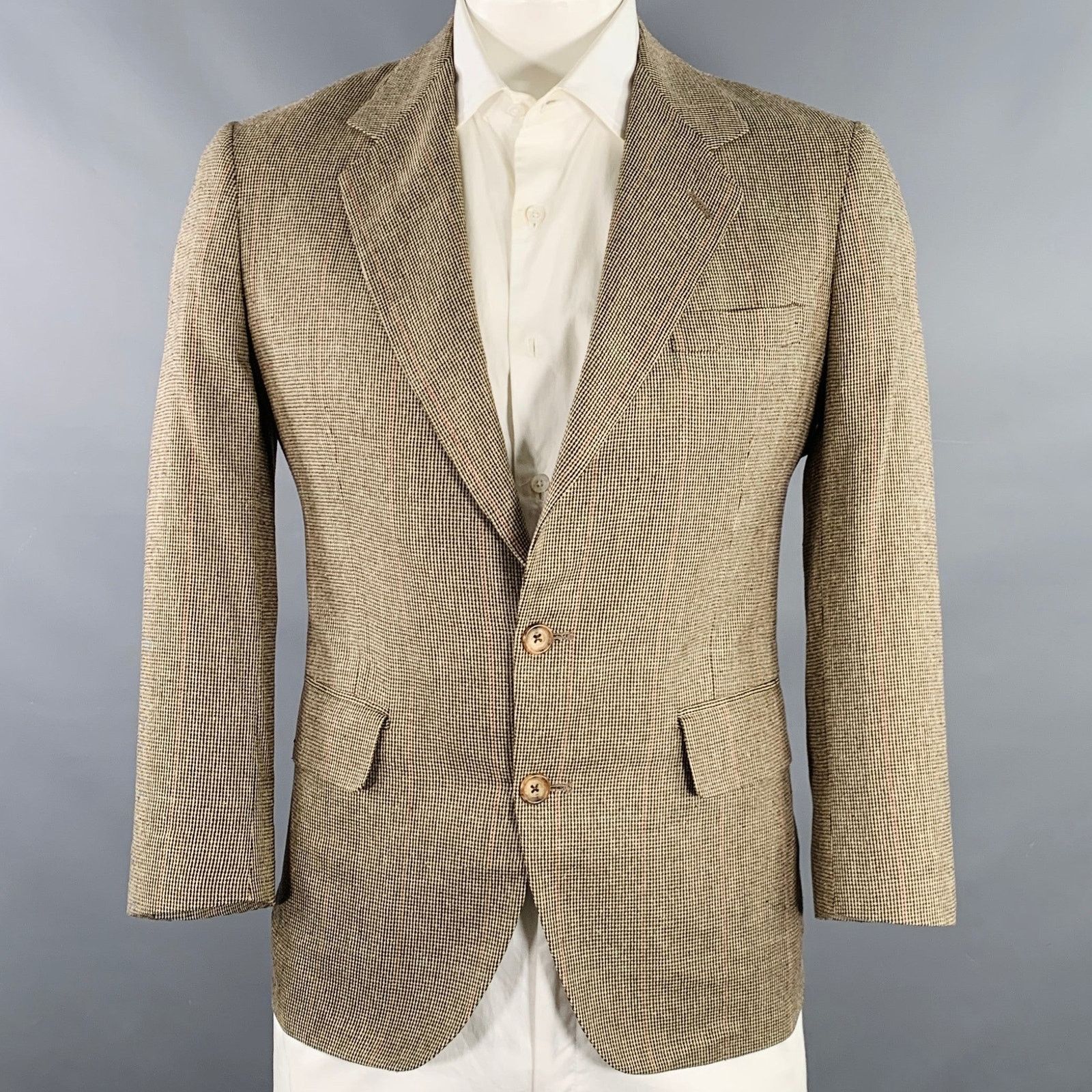 Other Size 42 Brown Cream Houndstooth Single Breasted Sport Coat Size 42R - 1 Thumbnail