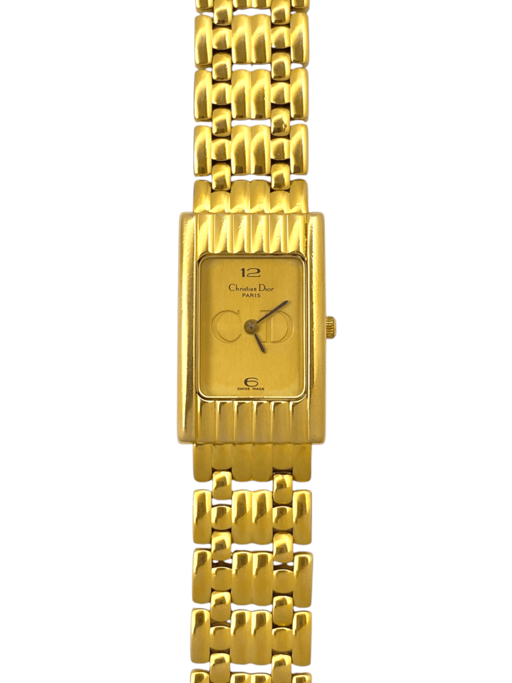 Christian Dior Gold Plated Tank Classic Dress Vintage Watch