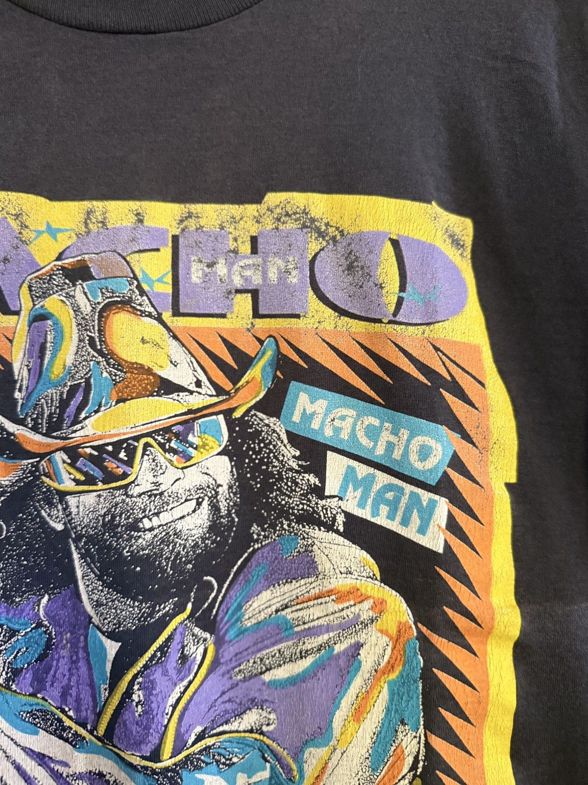 WWF Thrashed Vintage 90s Macho Man Randy Savage Boxy Wwf Faded Size US L / EU 52-54 / 3 - 3 Thumbnail