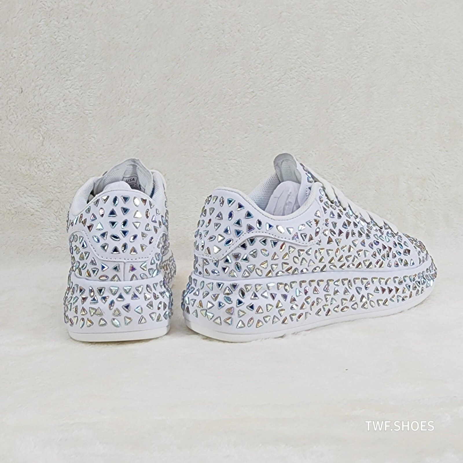 Other Geo Dazzle Cush Iridescent Stone White Platform Sneakers Ten Size US 10 / IT 40 - 4 Thumbnail