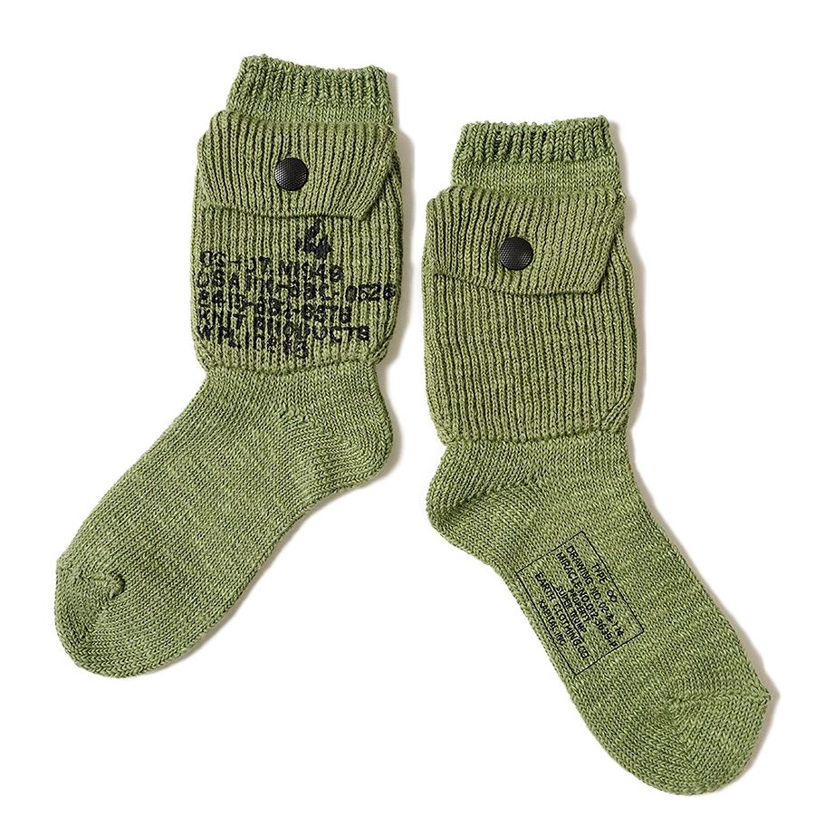 Pre-owned Kapital 56 Yarns Cotton Alpine Cargo Pocket Socks Green