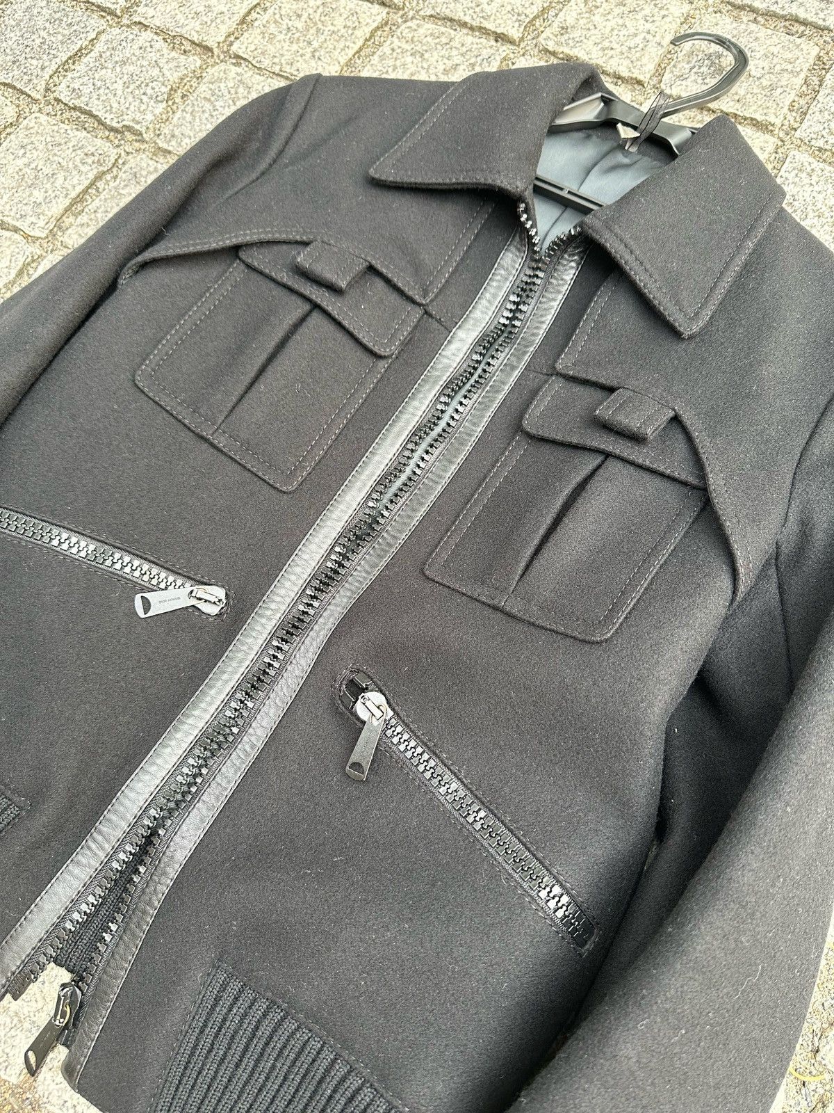 ジャケットその他 Dior Homme Mohair Wool Jacket Double-Breasted Jacket with Buttoned Strap Black Virgin Wool