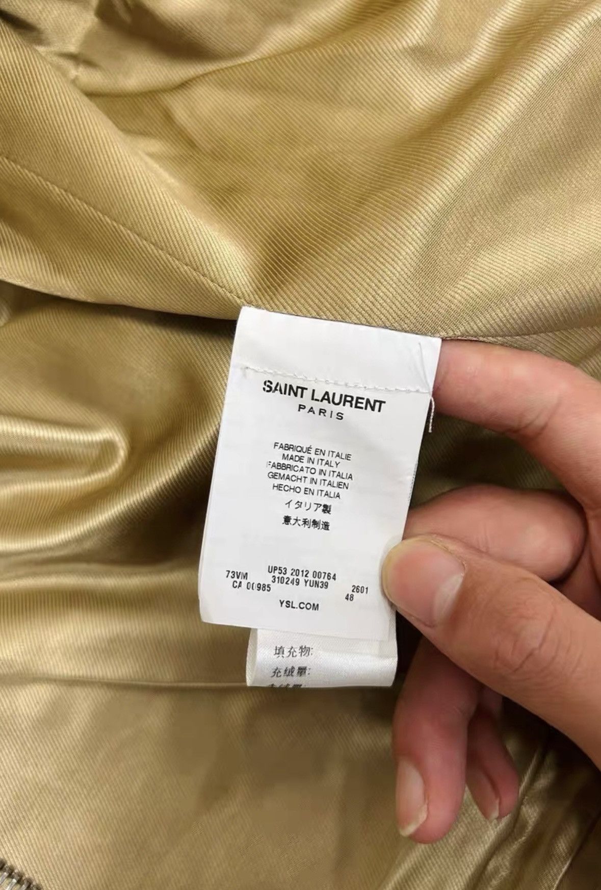 Saint Laurent Paris SS13 Khaki Lambskin Spliced Jacket
