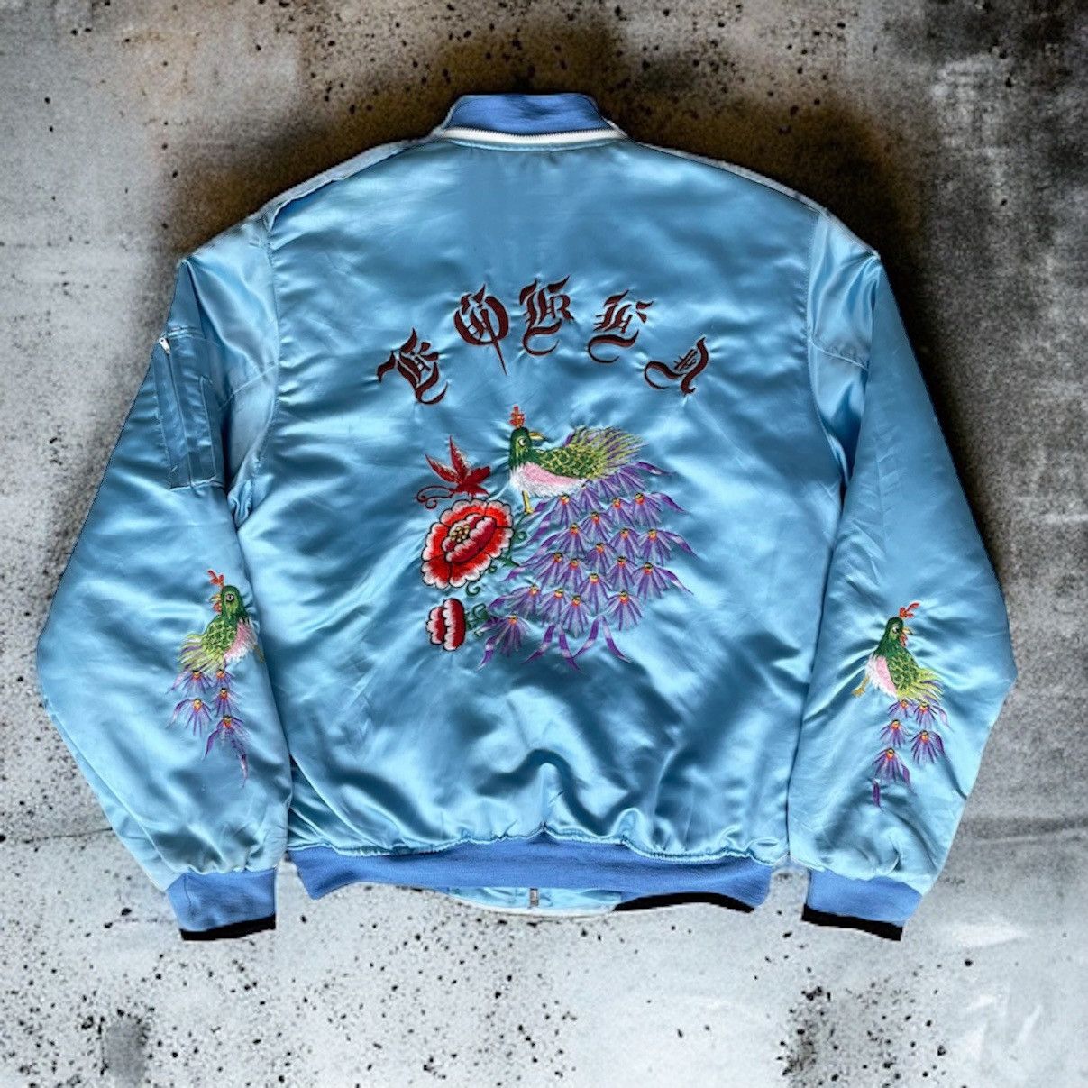 image of 20471120 x Sukajan Souvenir Jacket Sukajan Jacket Korea 80’S in Blue, Men's (Size Small)