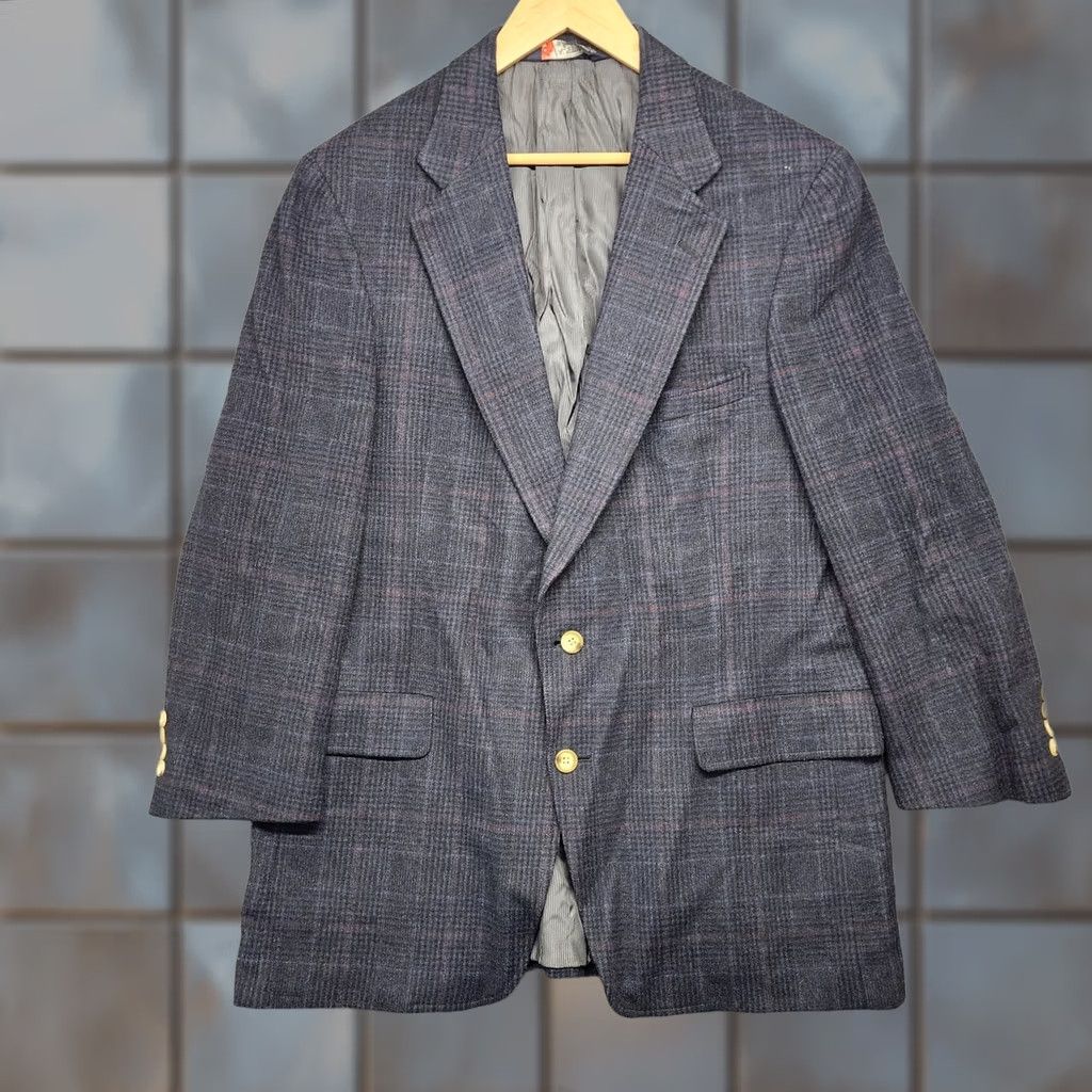 Austin Reed VINTAGE Austin Reed Sport Coat Blazer Mens 42 Short Blue Plaid Union Made USA Size US 42 / EU 58 - 1 Thumbnail