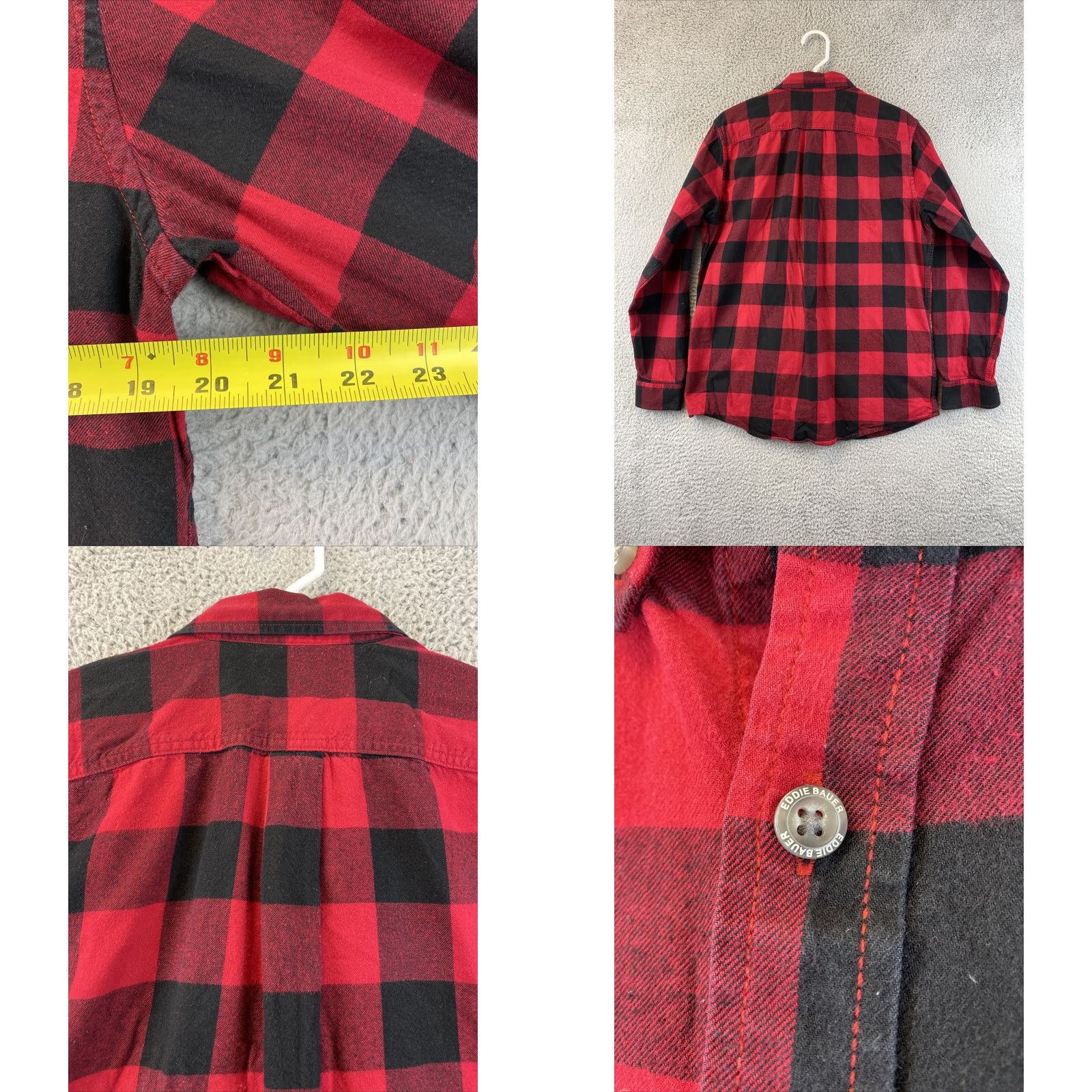 Eddie Bauer VINTAGE? Wait: It's Not Vintage. So: Eddie Bauer Plaid Shirt Slim Fit M Red Black 100% Cotton Button-Up Long Sleeve Unisex Adults Casual Shirt 79-4 Size US M / EU 48-50 / 2 - 8 Thumbnail