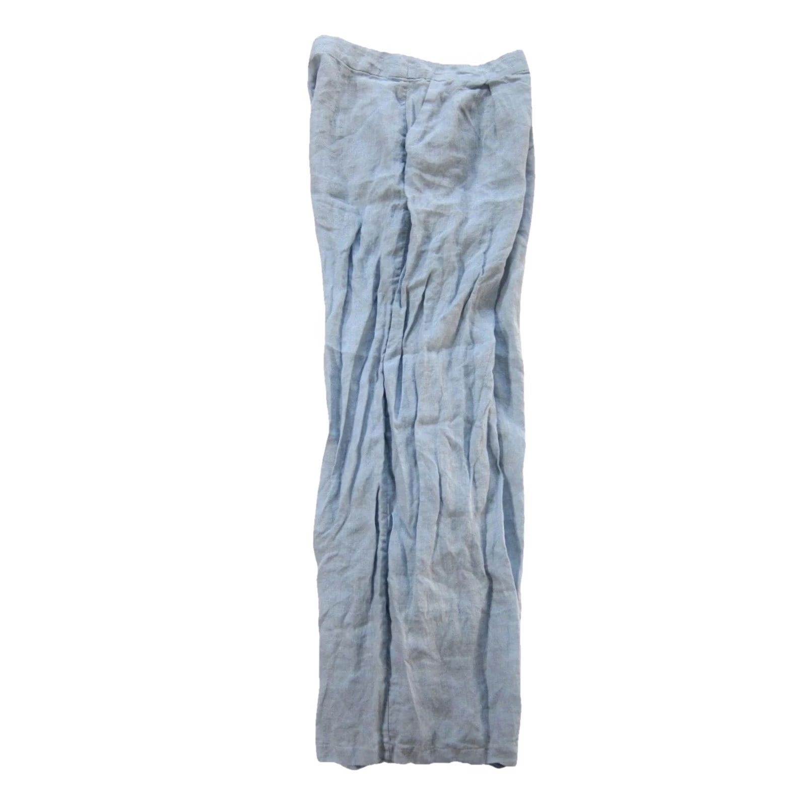 Vintage Revert Apparel 100% Linen Pastel Blue Wide Leg High Rise Pocket Pant Women L Size 36" / US 14 / IT 50 - 6 Thumbnail