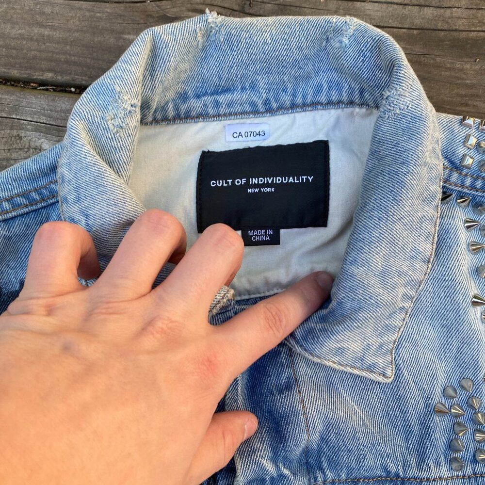 Cult Of Individuality × Vintage RARE Cult of Individuality Studded Denim Jacket 'Naughty Ty Size US L / EU 52-54 / 3 - 3 Thumbnail