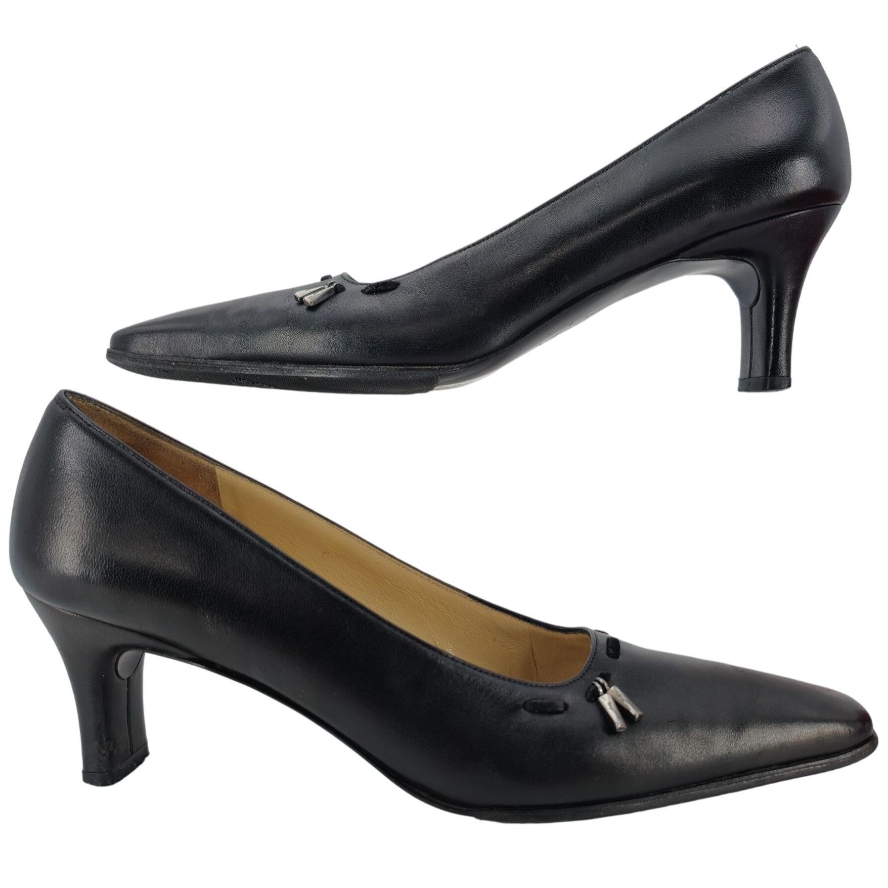 Salvatore Ferragamo Vintage Salvatore Ferragamo Classic Black Leather Dress Heel Size US 8.5 / IT 38.5 - 6 Thumbnail