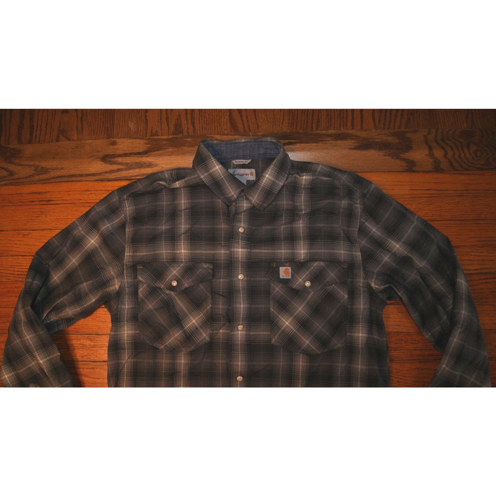 Carhartt Carhartt Western Plaid Shirt Pearl Snap Gray Mens Medium Size US M / EU 48-50 / 2 - 1 Thumbnail