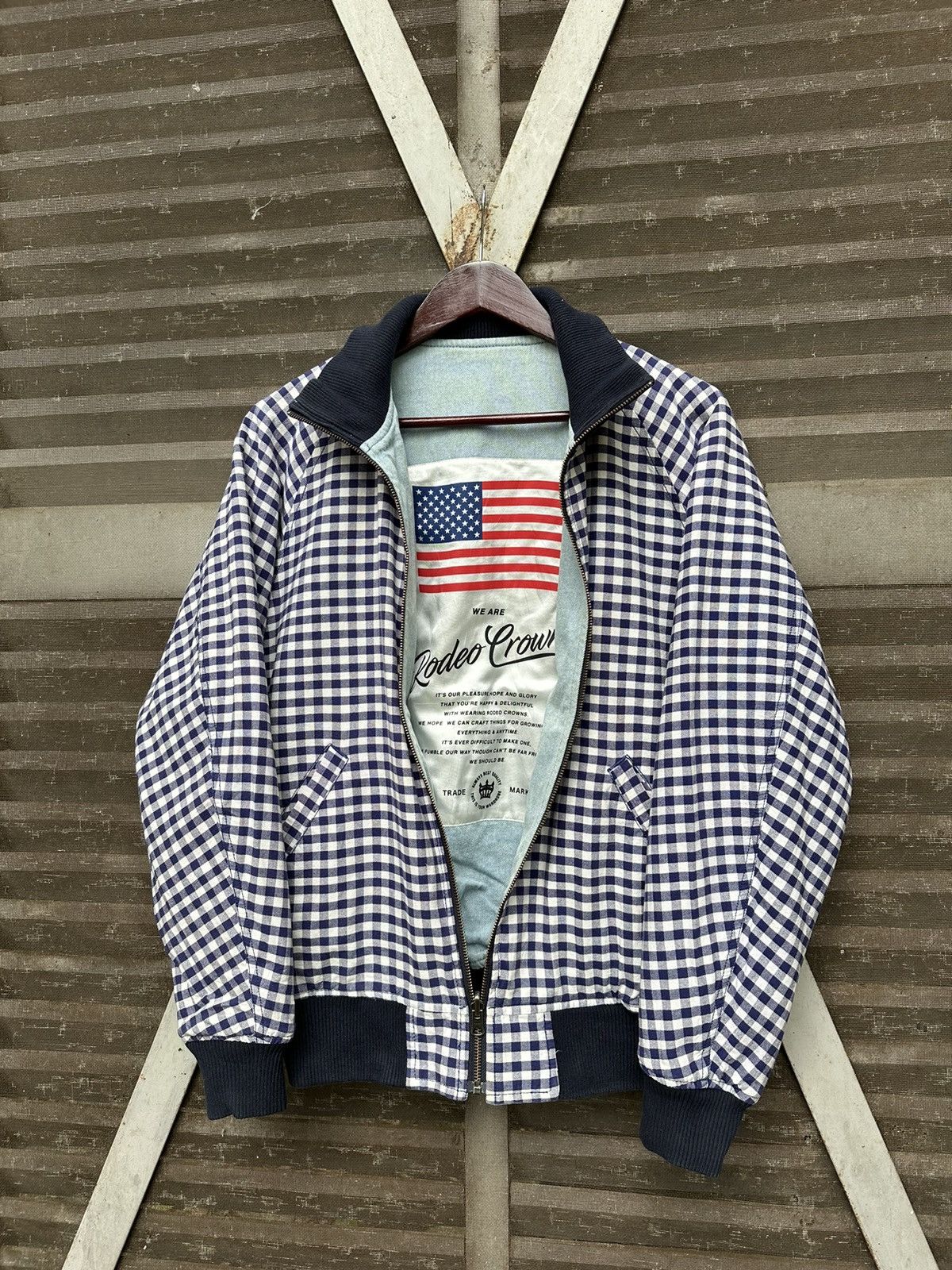 Japanese Brand 👹Rodeo Crowns Checked Reversible Bomber Jacket Size US M / EU 48-50 / 2 - 5 Thumbnail