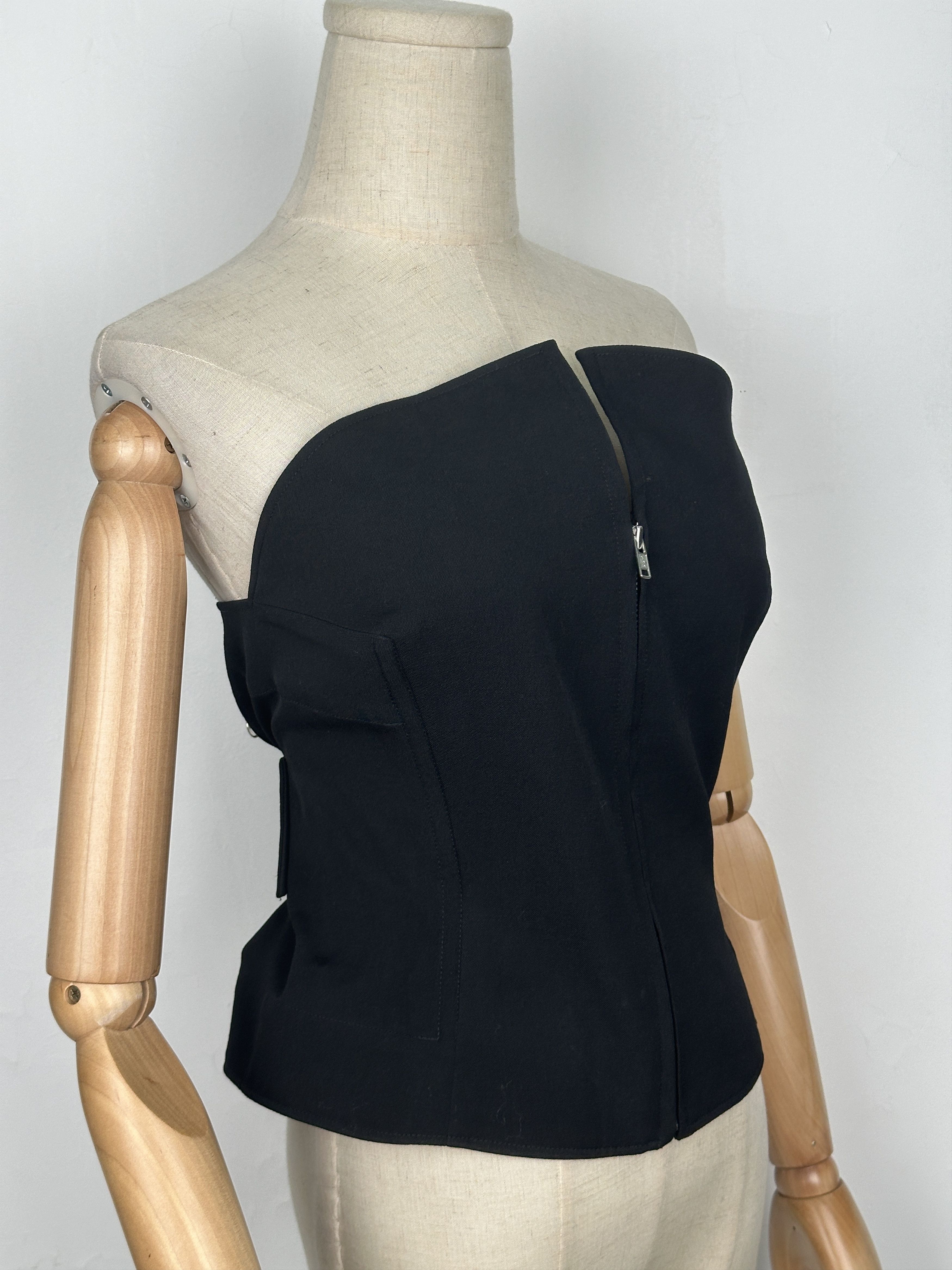 Y's Y'S Black Zip Up Tube Top Size M / US 6-8 / IT 42-44 - 1 Thumbnail