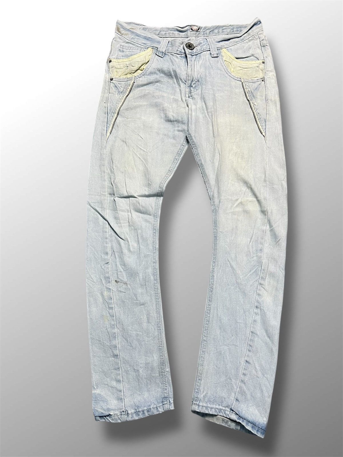 If Six Was Nine RARE Light Wash Jeans: Slanted Zip & Flap Pocket (43) Size 32" / US 10 / IT 46 - 1 Thumbnail