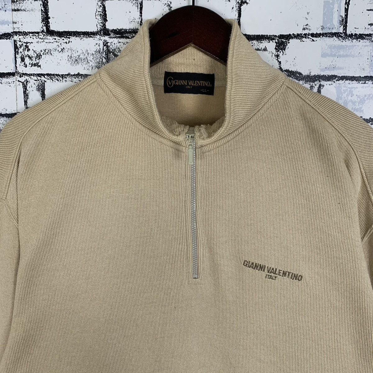 Designer × Gianni Valentino Vintage Designer Gianni Valentino Hulf Zip Sweatshirt Size US L / EU 52-54 / 3 - 2 Thumbnail