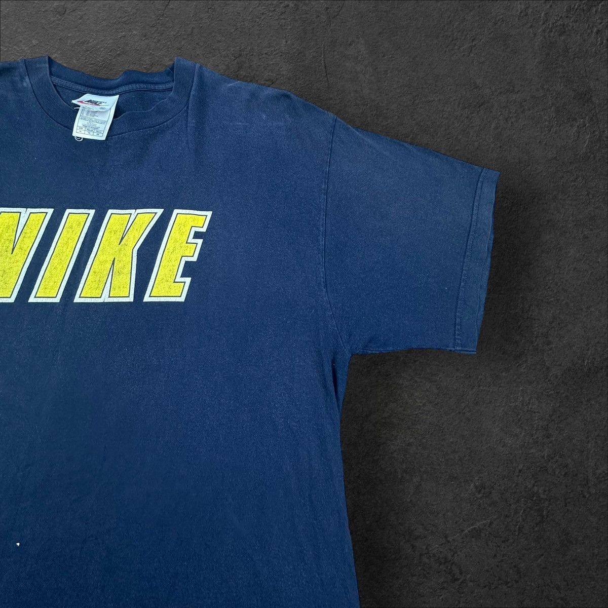 Nike × Vintage Vintage 90s Nike Big Logo Navy Blue T shirt XL Tee Size US XL / EU 56 / 4 - 6 Thumbnail