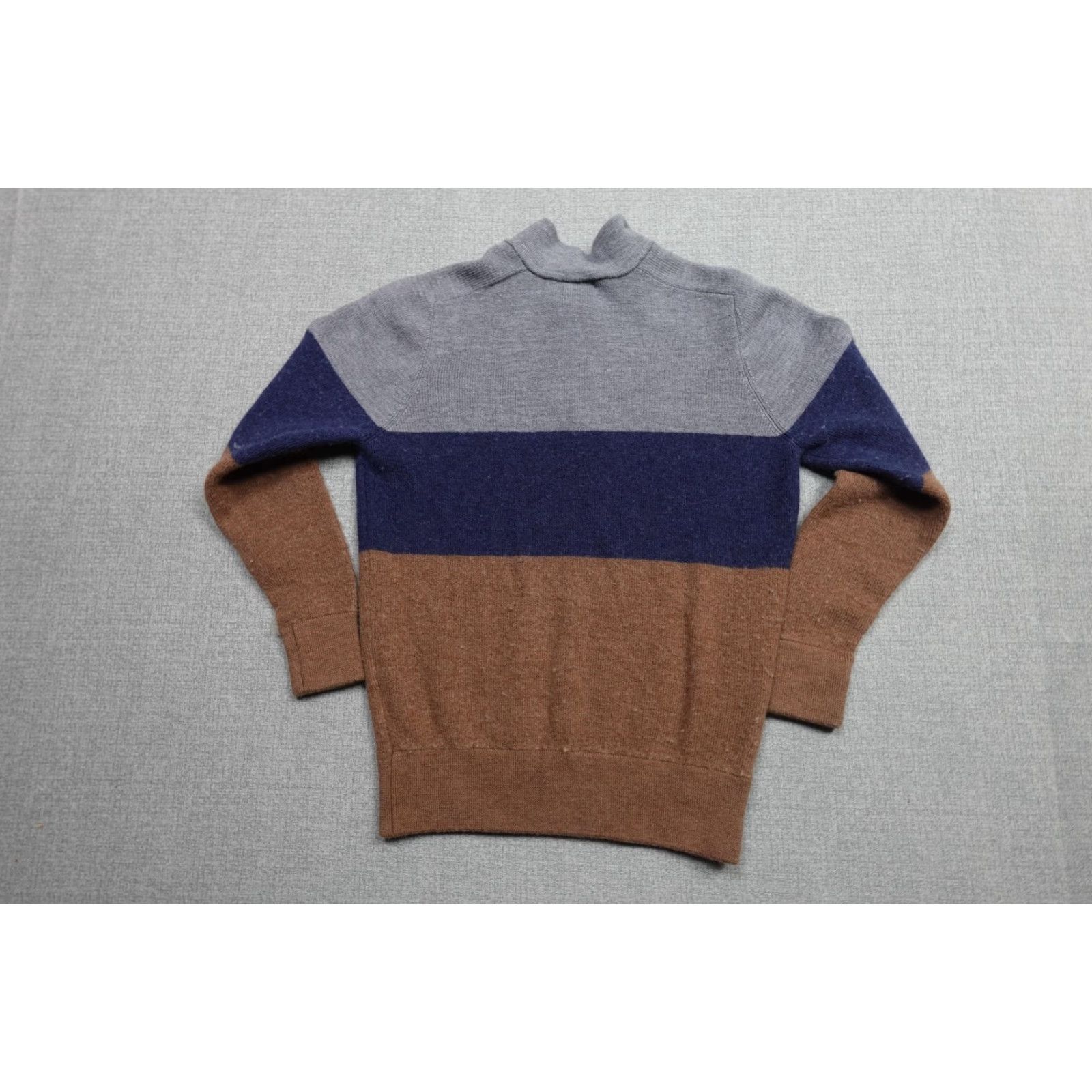 Peter Millar VINTAGE Peter Millar Quarter Zip Sweater Mens M Gray Brown Wool 1/4 Zip Mock Neck Knit Striped Zipper Casual Mens Size US M / EU 48-50 / 2 - 4 Thumbnail