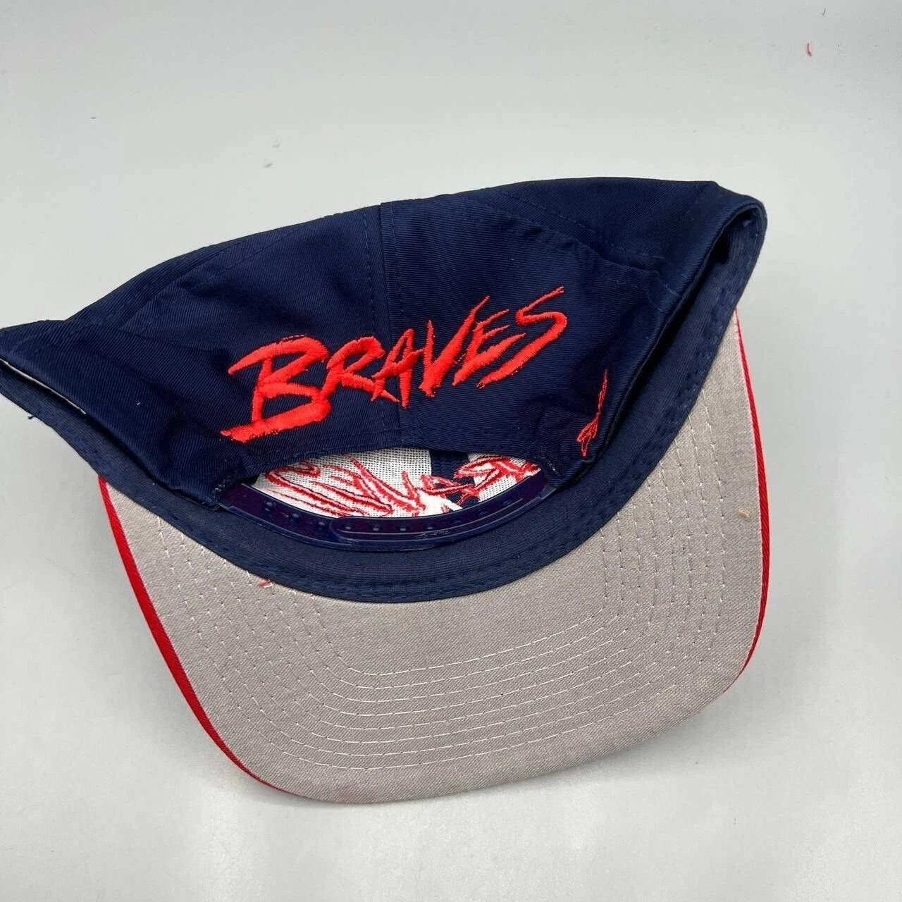 Signatures × Vintage Atlanta Braves Hat Men Blue Red Signatures MLB Snap Back Cap Size ONE SIZE - 4 Thumbnail