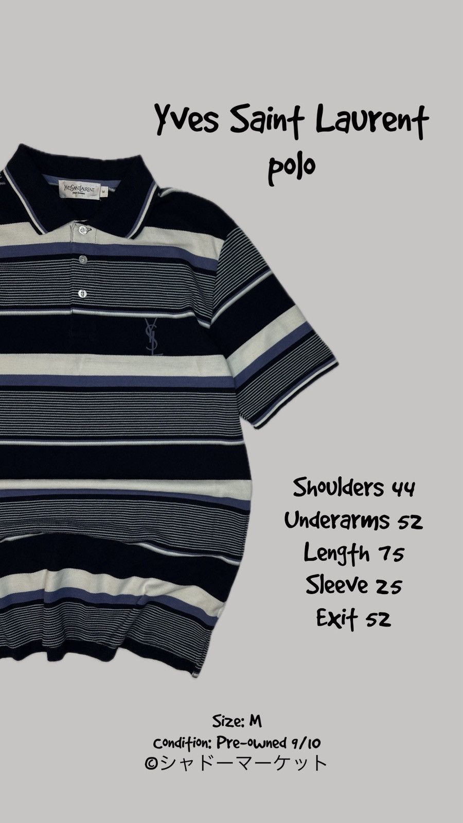 Yves Saint Laurent Yves Saint Laurent Striped Polo Shirt Size M Navy White 9/10 Size US M / EU 48-50 / 2 - 1 Thumbnail