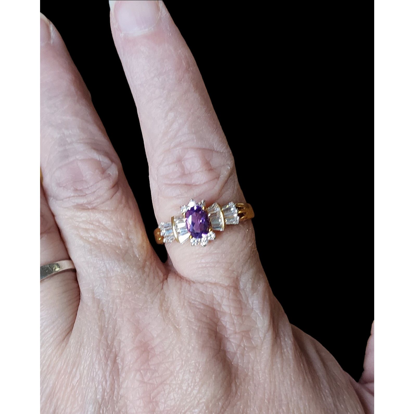 Other Genuine Amethyst & Cubic Zirconia Gold Plate Ring Size 11 Size ONE SIZE - 8 Thumbnail