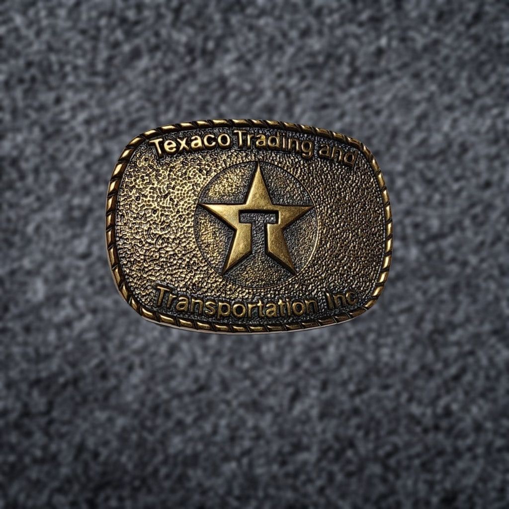 Vintage VINTAGE 1970s TEXACO Brass Belt Buckle Classic Energy & Power Mens 1.70" Belt Width Polished Solid Brass Size ONE SIZE - 1 Thumbnail