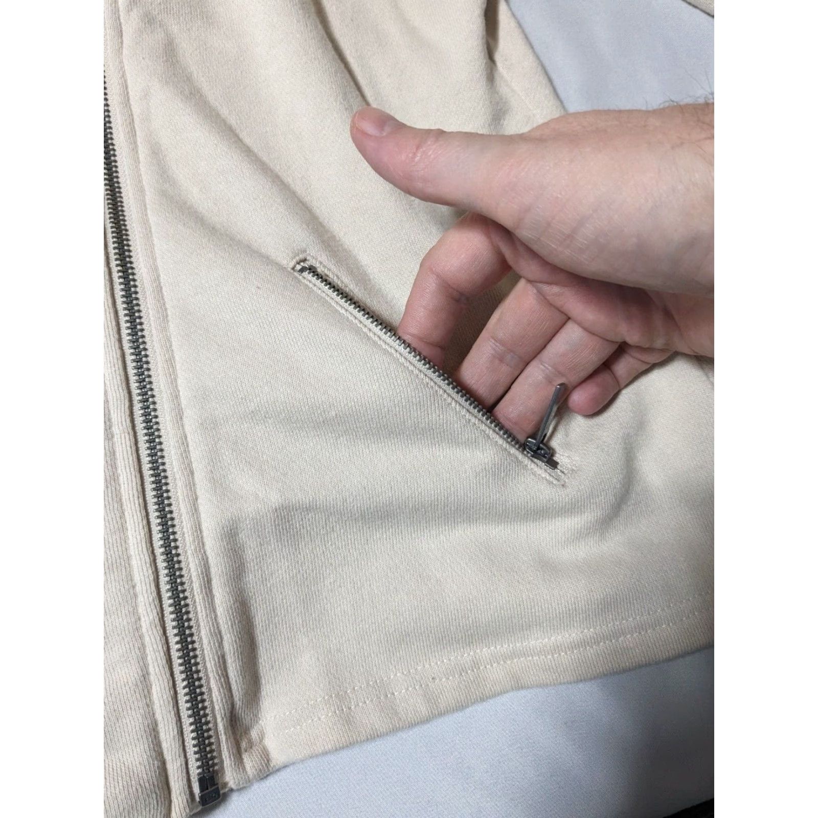 Z Supply Z SUPPLY The Sherpa Moto Women L Sandshell Asymmetrical Zip Jacket, Beige, Regular, Fleece, Zip, Lined, Casual, Travel, 16505 Size L / US 10 / IT 46 - 4 Thumbnail