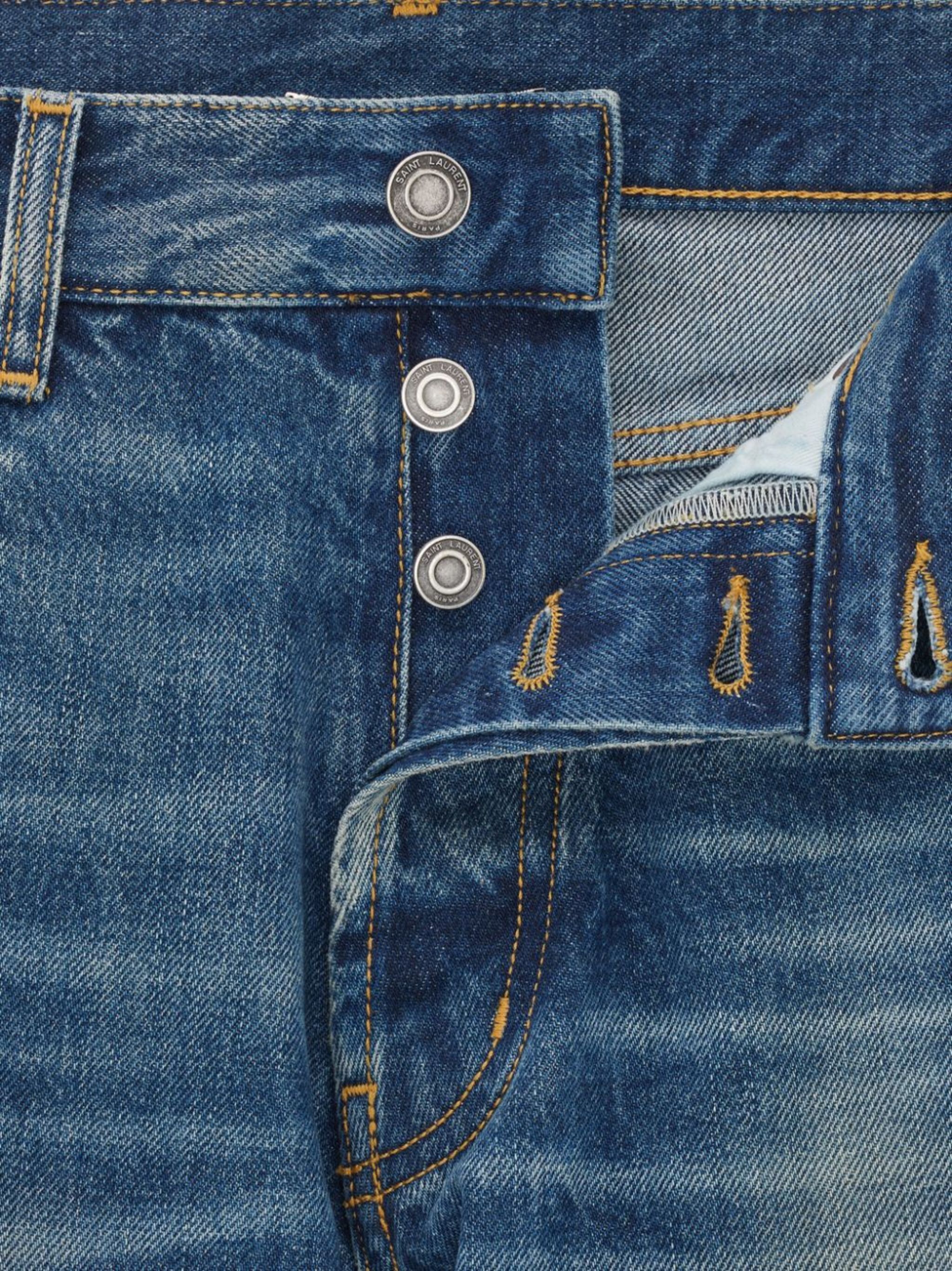 Saint Laurent Paris o1s1wg111124 Straight-leg Jeans Deauville Denim Beach Blue Size US 29 - 3 Thumbnail