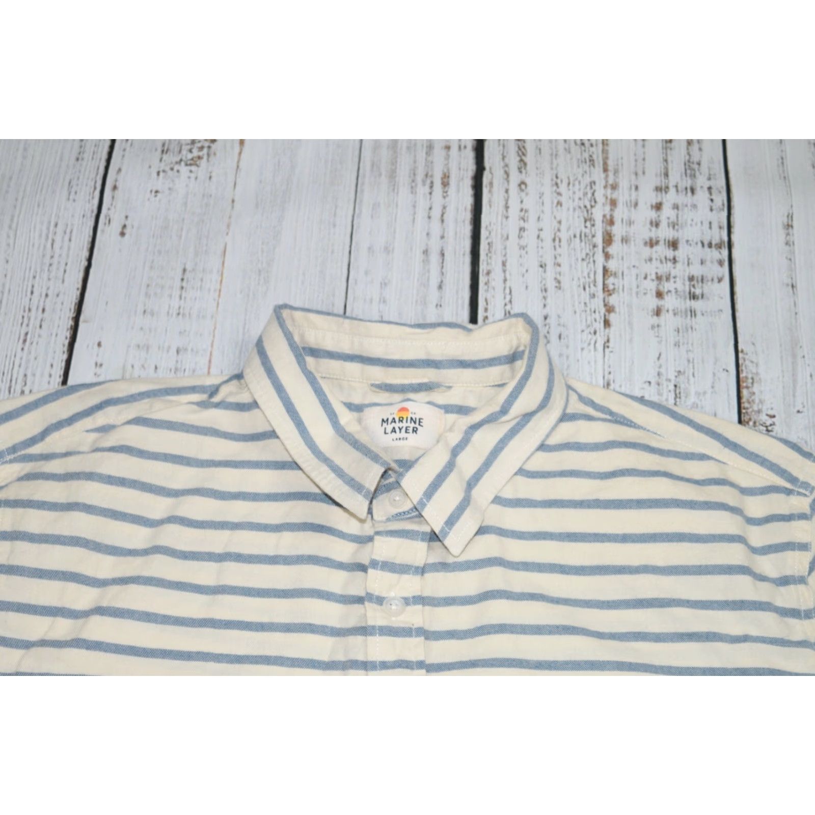 Marine Layer MARINE LAYER Striped Button-Up Shirt Cotton White Nautical Large Mens Size US L / EU 52-54 / 3 - 3 Thumbnail