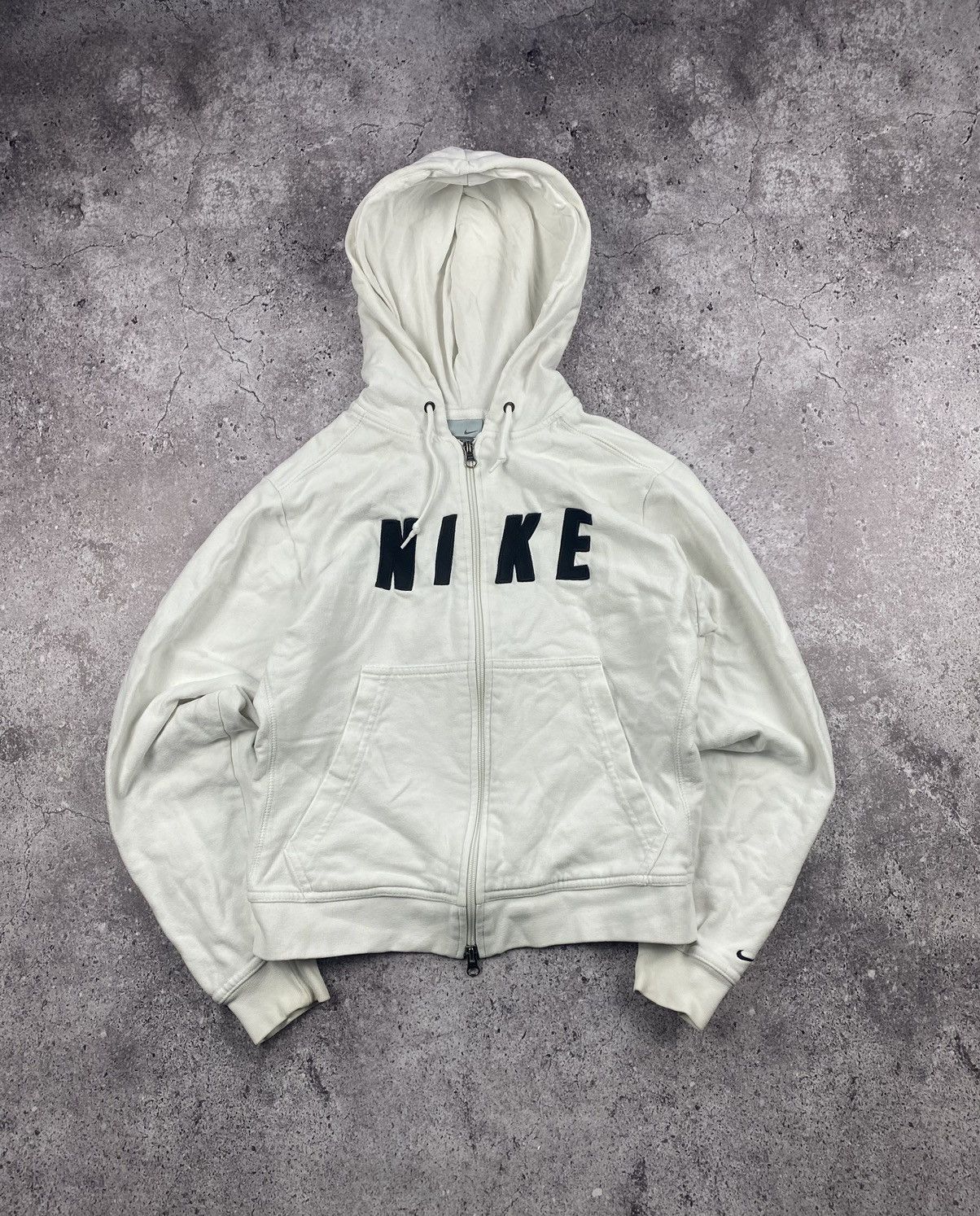 Nike × Vintage Vintage Y2K Nike Big Logo White Zip Up Hoodie rare 90’s Size M / US 6-8 / IT 42-44 - 1 Thumbnail