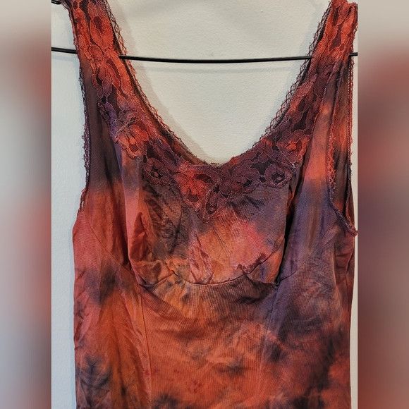 Vintage Vintage Lingerie Glamour Tie Dye Red Lace Slip Dress - S Size ONE SIZE - 5 Thumbnail