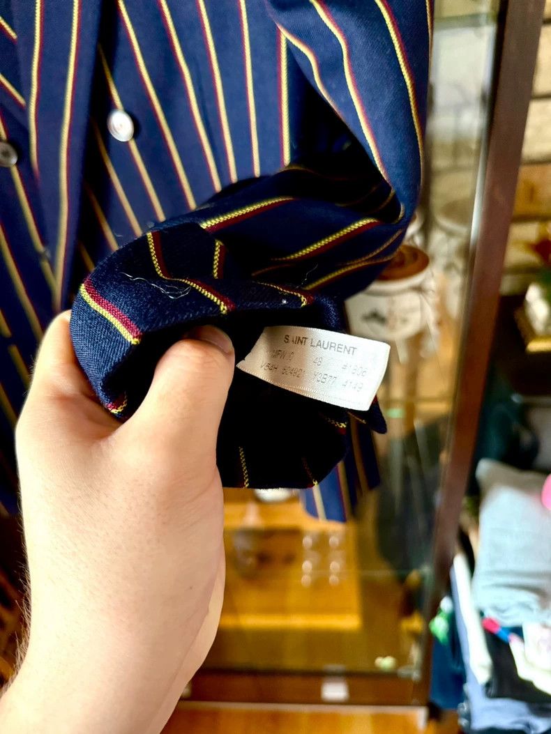 Saint Laurent Paris Saint Laurent Paris 20 FW runway dark blue striped double- Size US M / EU 48-50 / 2 - 5 Thumbnail